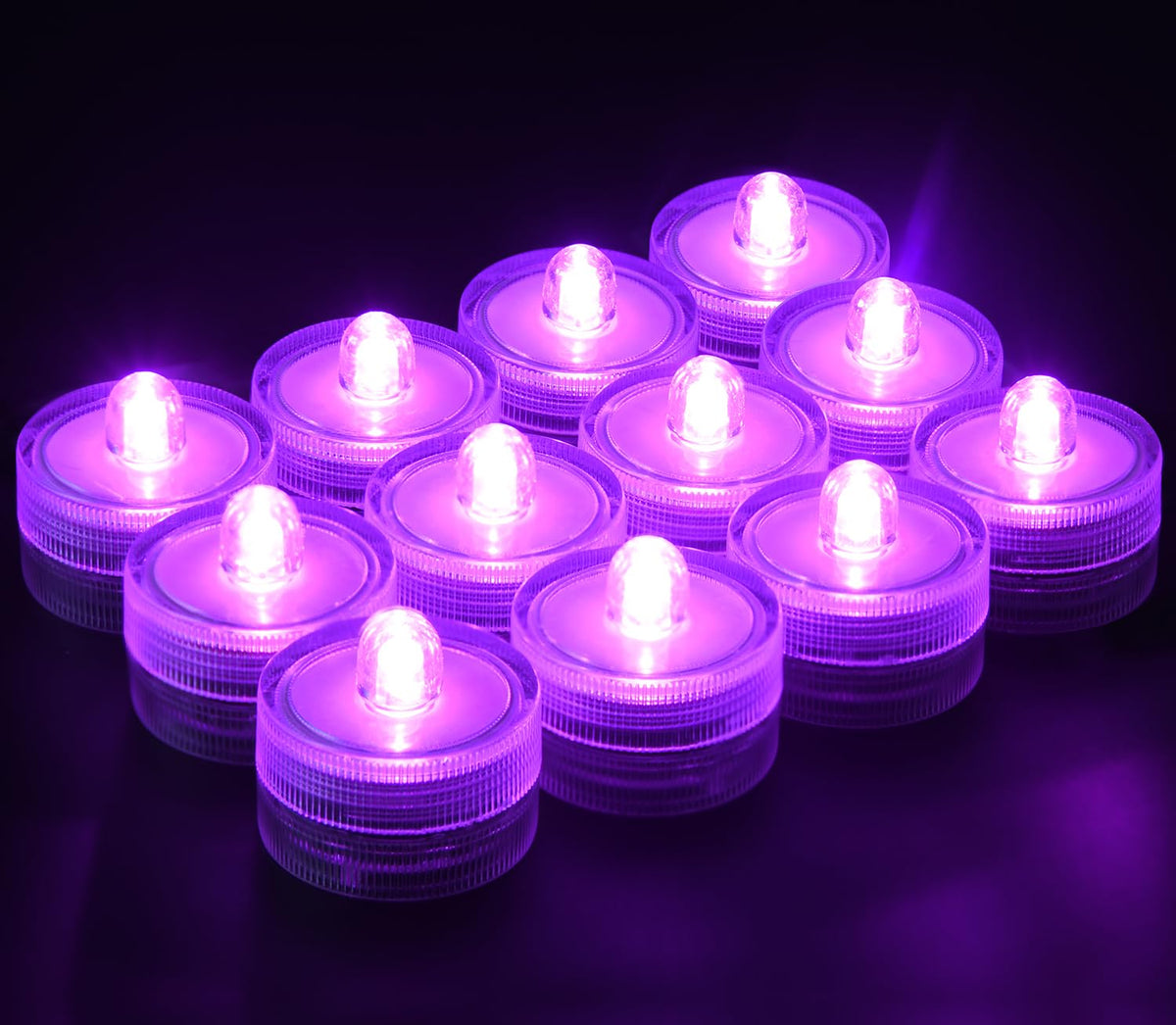 Koaby 12 Pack Submersible Led Lights, Waterproof Flameless Submersible Lights For Decor (Pink Light, 12 Pack)