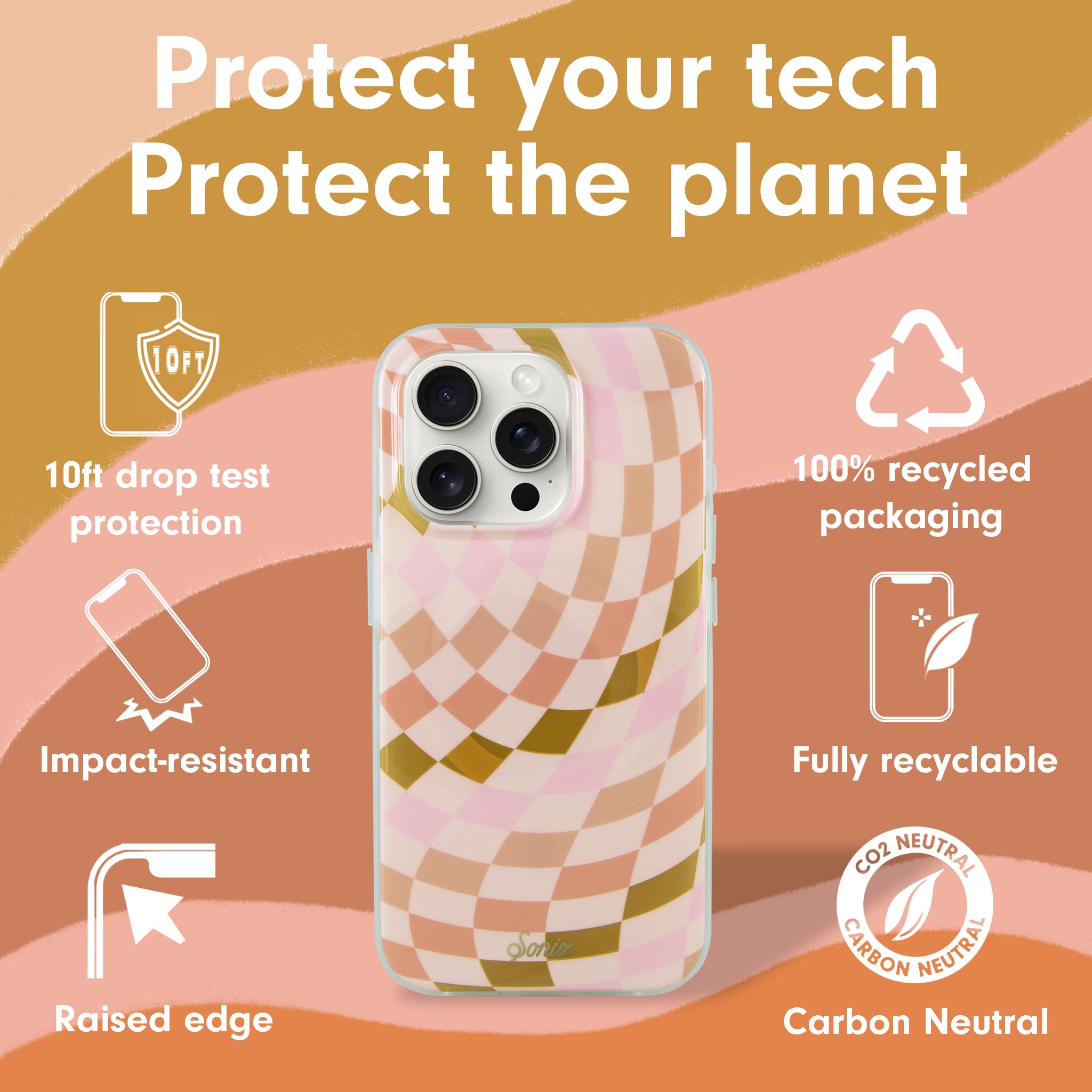 Sonix Case For Iphone 16 Pro Max | Compatible With Magsafe | 10Ft Drop Tested | Checkered Neutrals