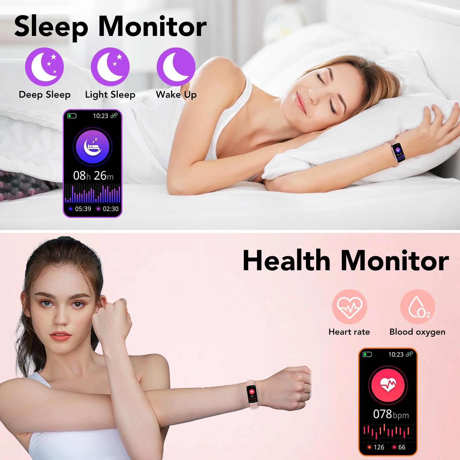 Fitness Tracker Watch, Fitness Watches For Women Men With 24/7 Heart Rate/Sleep Monitor, 20+ Sports Modes Smart Watches For Wome