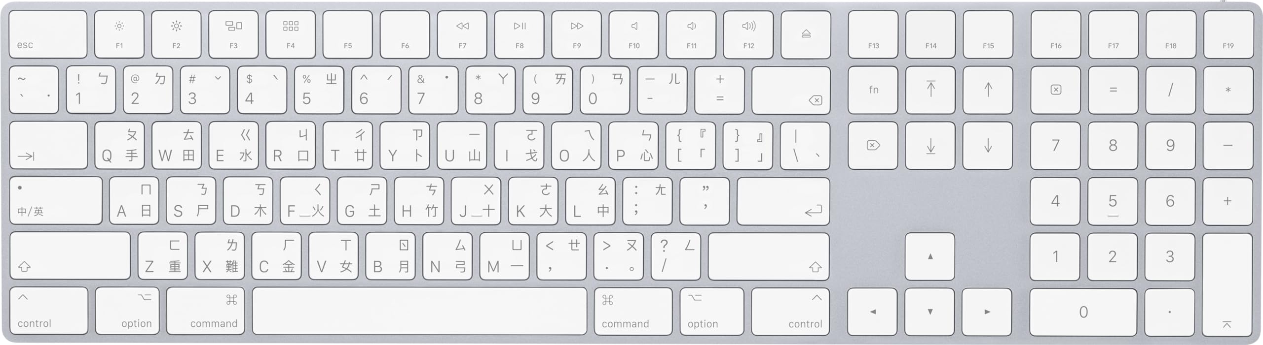 Apple Magic Keyboard with Numeric Keypad: Wireless, Bluetooth, Rechargeable. Works with Mac, iPad, or iPhone; Traditional Chines