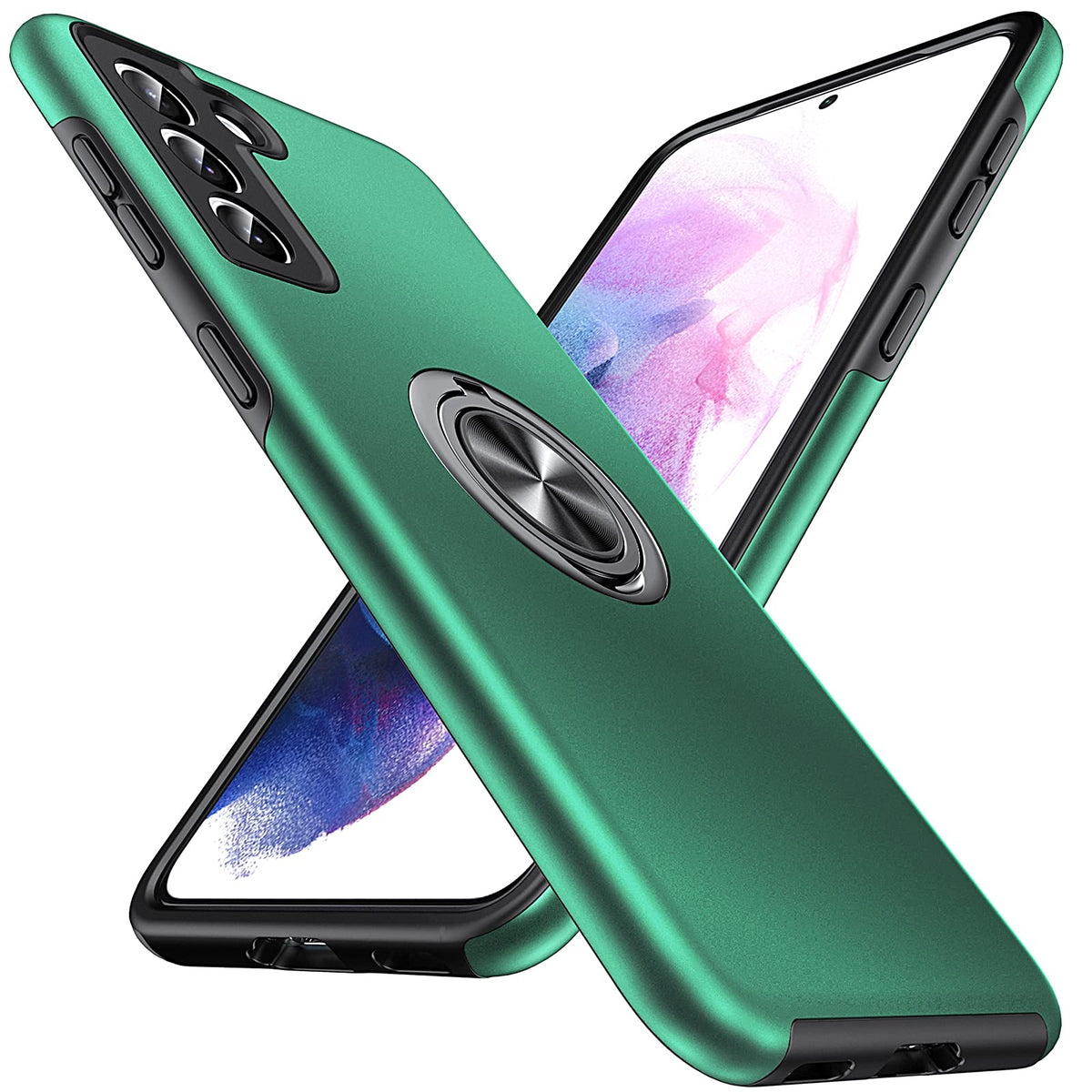 Anqrp Hidden Series Galaxy S21+ Plus Case 5G,[No Fall Off Kickstand] 360Embedded Ring, 15Ft Military Grade Shockproof Protective