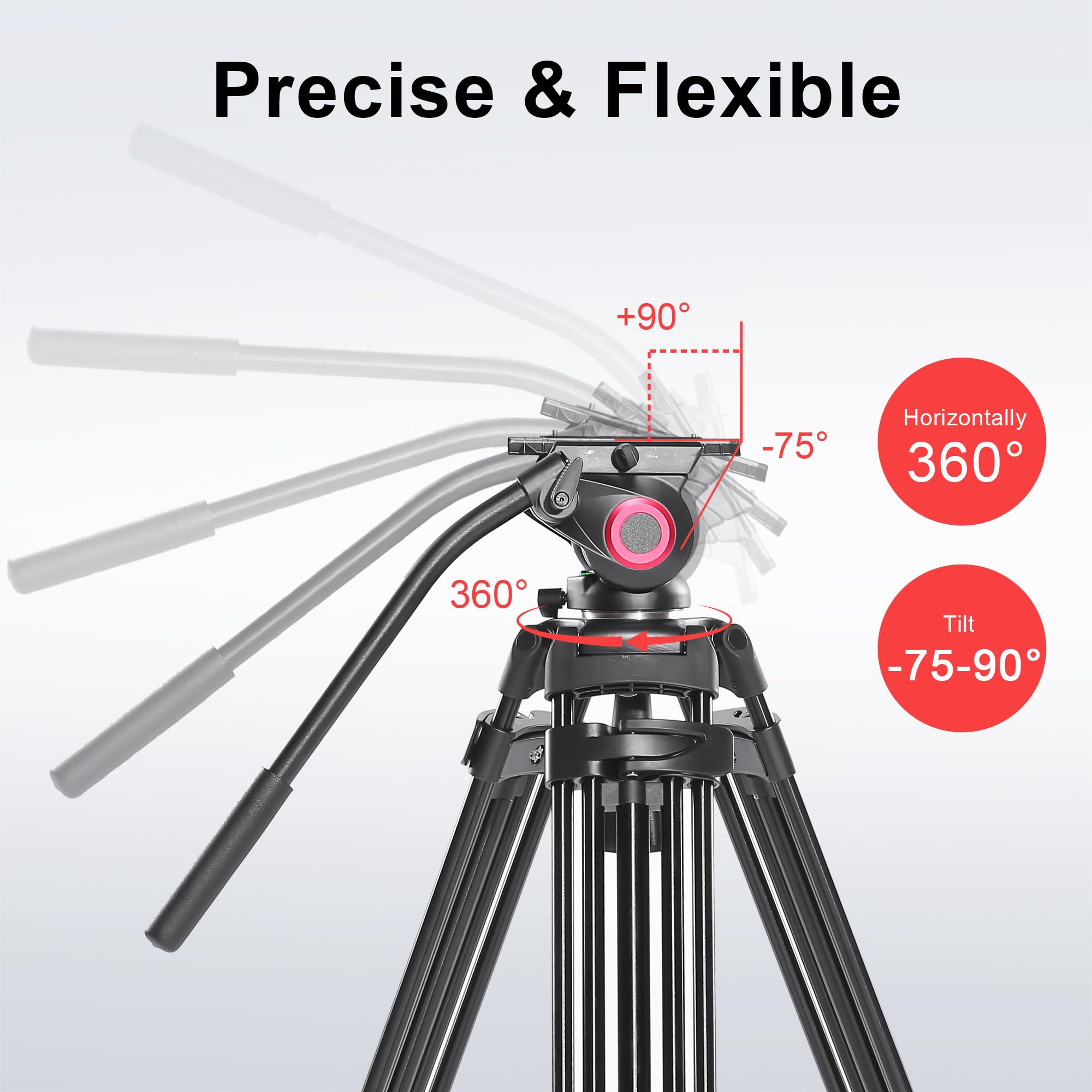 Miliboo Mtt601A Professional Camera Video Tripod With Fluid Head, Center Spreader And Qr Plate, Aluminum, 27.6-59.5 Inches Worki