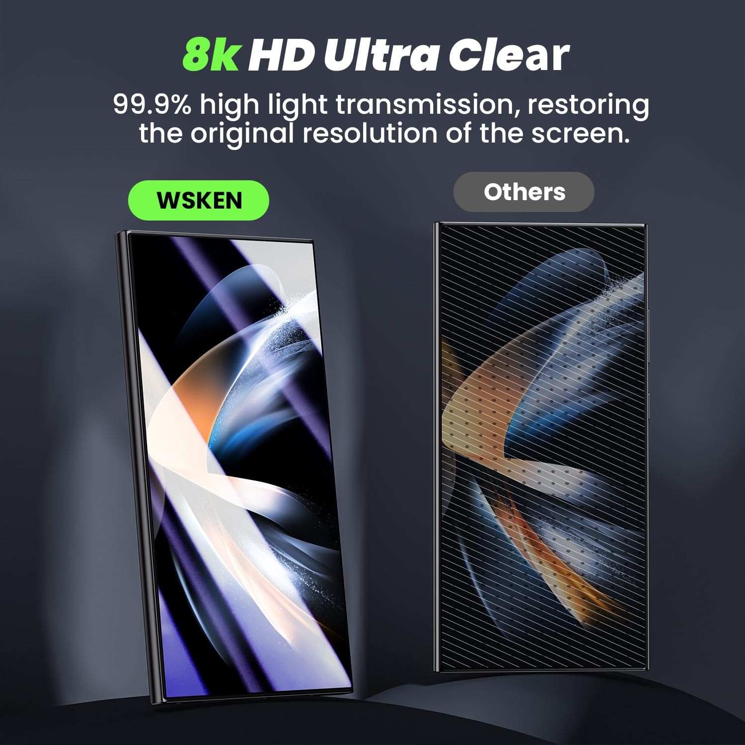 Wsken For Samsung Galaxy S24 Ultra Screen Protector Tempered Glass [Zero Bubble] [Auto Dust Remove] [Support Fingerprint Unlock]