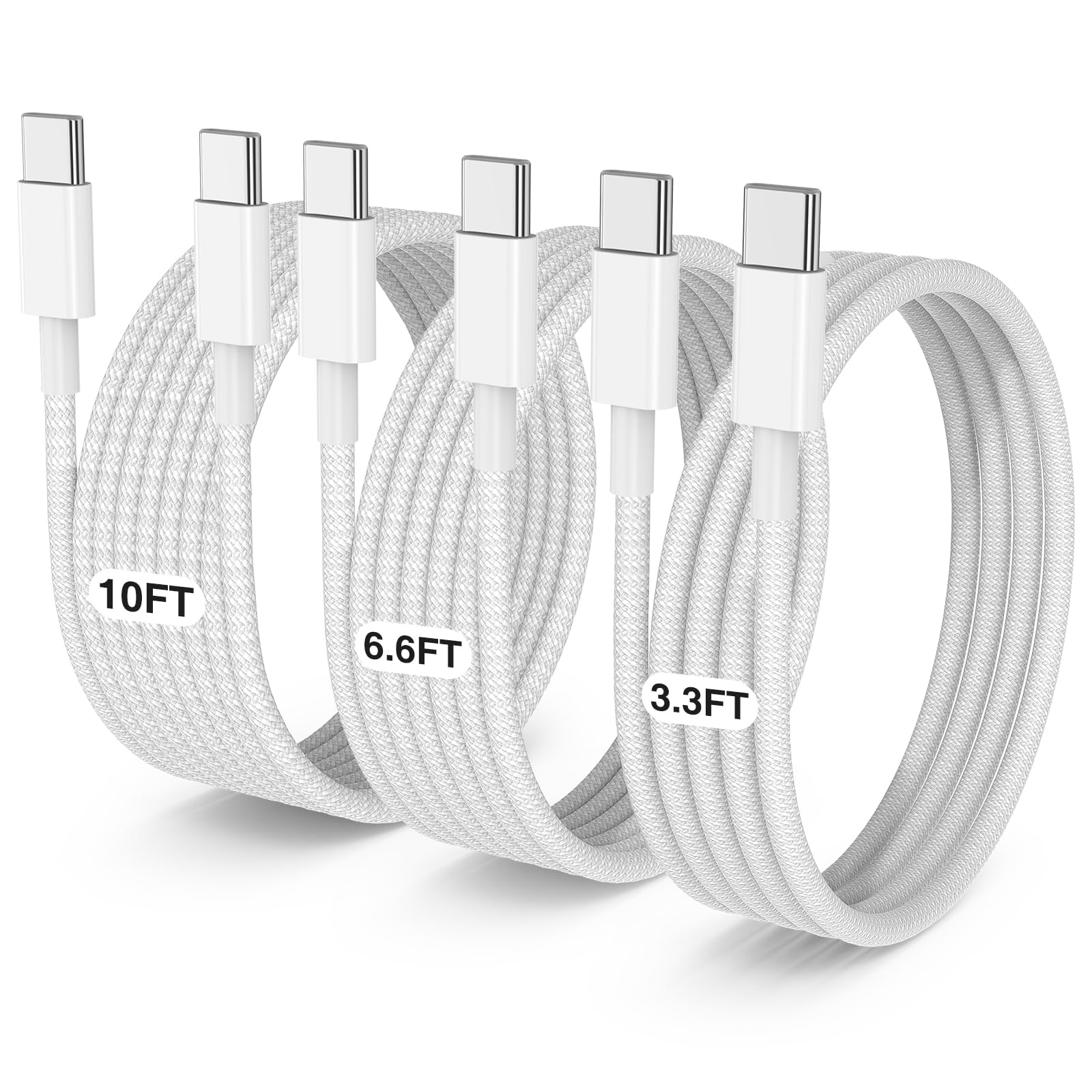 Lofpye 3 Pack [3.3Ft+6.6Ft+10Ft] 60W Usb C To Usb C Cable, Type C To Type C Cable,Fast Charging Cable For Iphone 15/15Plus/15 Pr