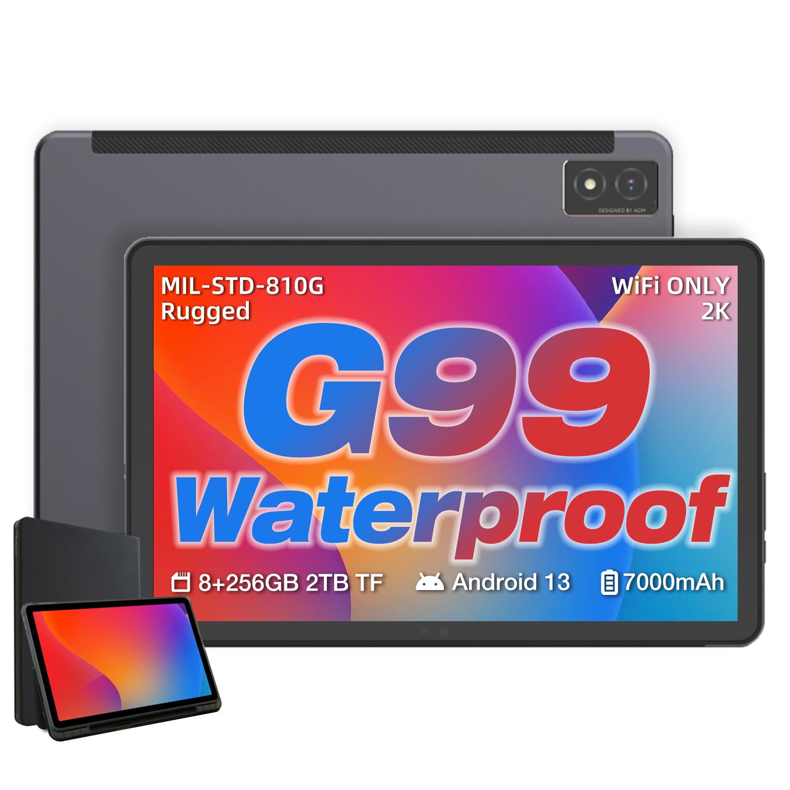 Agm Pad P1 10.36 Inch Rugged Tablet, Android 13 Tablet, Waterproof/Drop Proof/Dustproof, Mtk G99 Chipset, 2K Display Fhd+ Ips, D