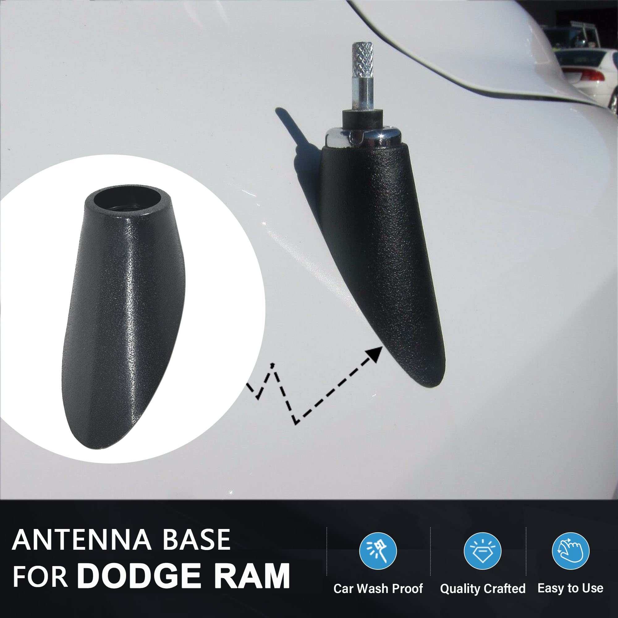 Anina Antenna Base Adapter Mount For Dodge Ram 1500 2500 3500 4500 5500 2009 2018 Antenna Ornament Car Radio Antenna Grommet Top