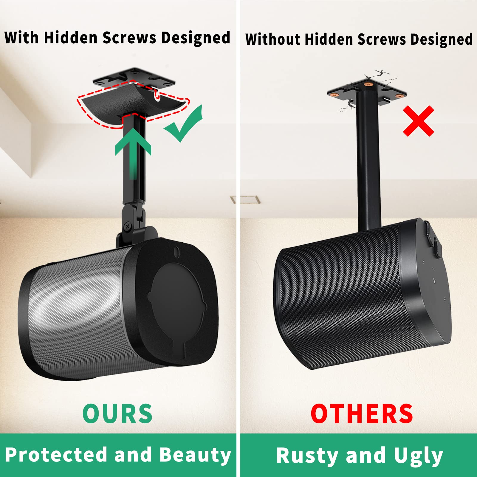 Notiela Speaker Wall Mount And Ceiling Mount For Sonos One, One Sl, Play 1 Speaker Mount   Swivel & Tilt Adjustable Mounting Bra