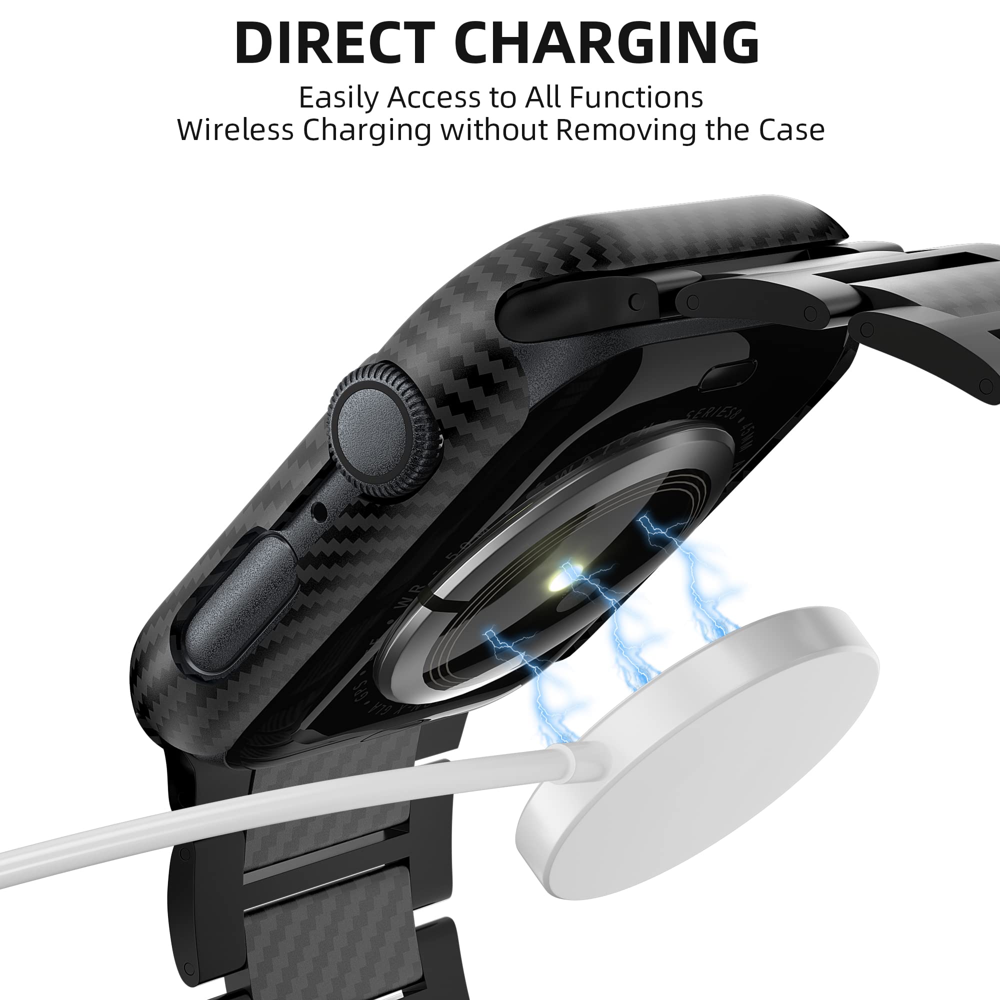 Iiteeology Compatible With Apple Watch 45Mm Carbon Fiber Case, Genuine Aramid Fiber