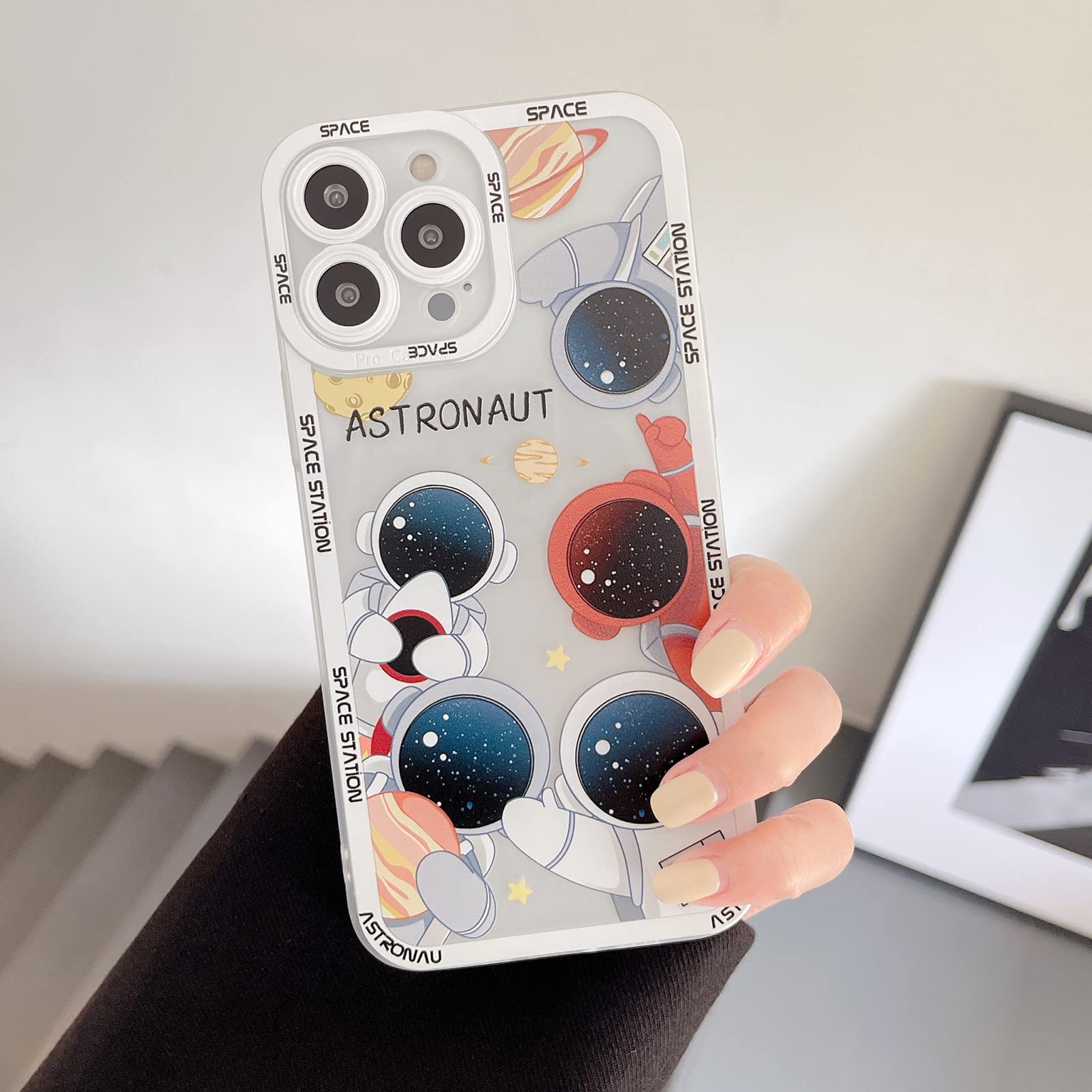 Yonds Queen For Iphone 12 Mini Cute Clear Case, Cool Cartoon Astronaut Space Planet Moon Rocket Design Stylish Soft Tpu Bumper S