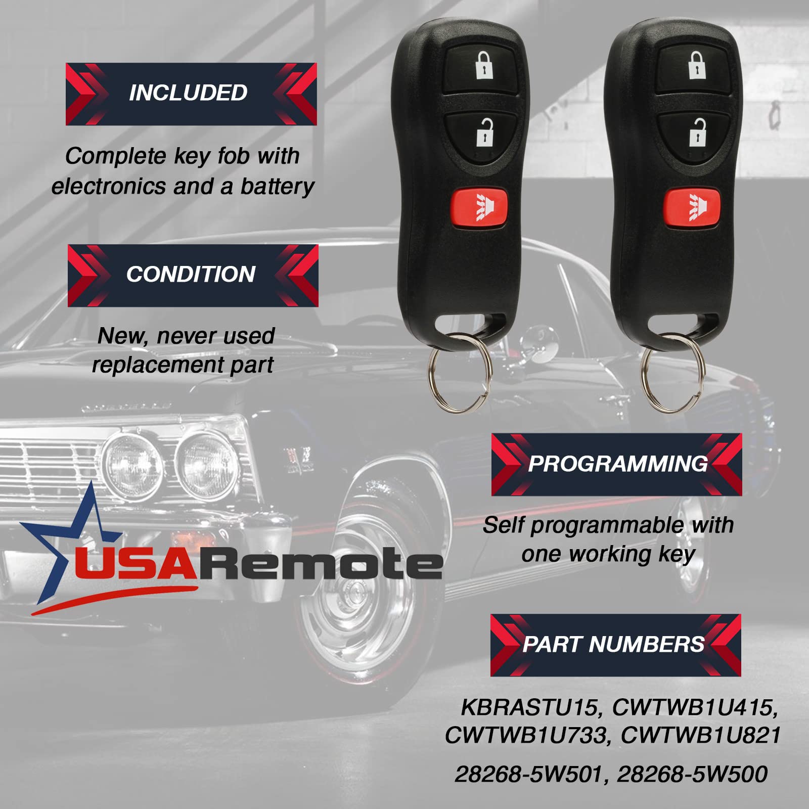 Key Fob Keyless Entry Remote Fits Nissan Frontier Armada Murano Pathfinder Quest Sentra Titan Versa Xterra/Infiniti Qx4 Fx35 Fx4