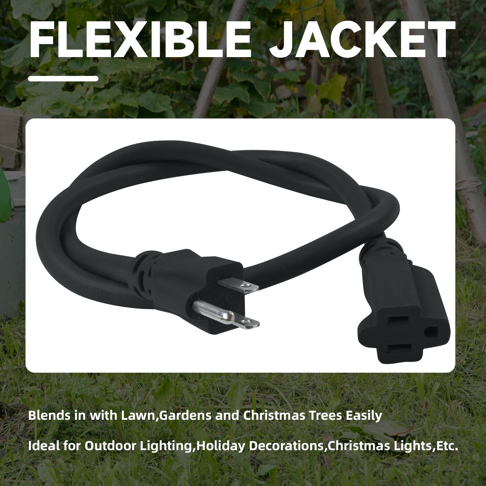 Fnxpow Indoor Outdoor Extension Cord, 12 Gauge 3 Prong Weatherproof Heavy Duty Black Extension Cords,12/3 Sjtw 15A 30 Ft Extensi