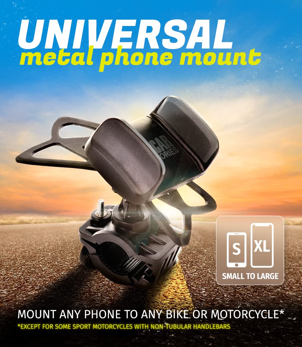 Metal Bike & Motorcycle Phone Mount For Any Smartphone (Iphone 16 Pro Max/E, Galaxy S25). Unbreakable Handlebar Cell Phone Holde