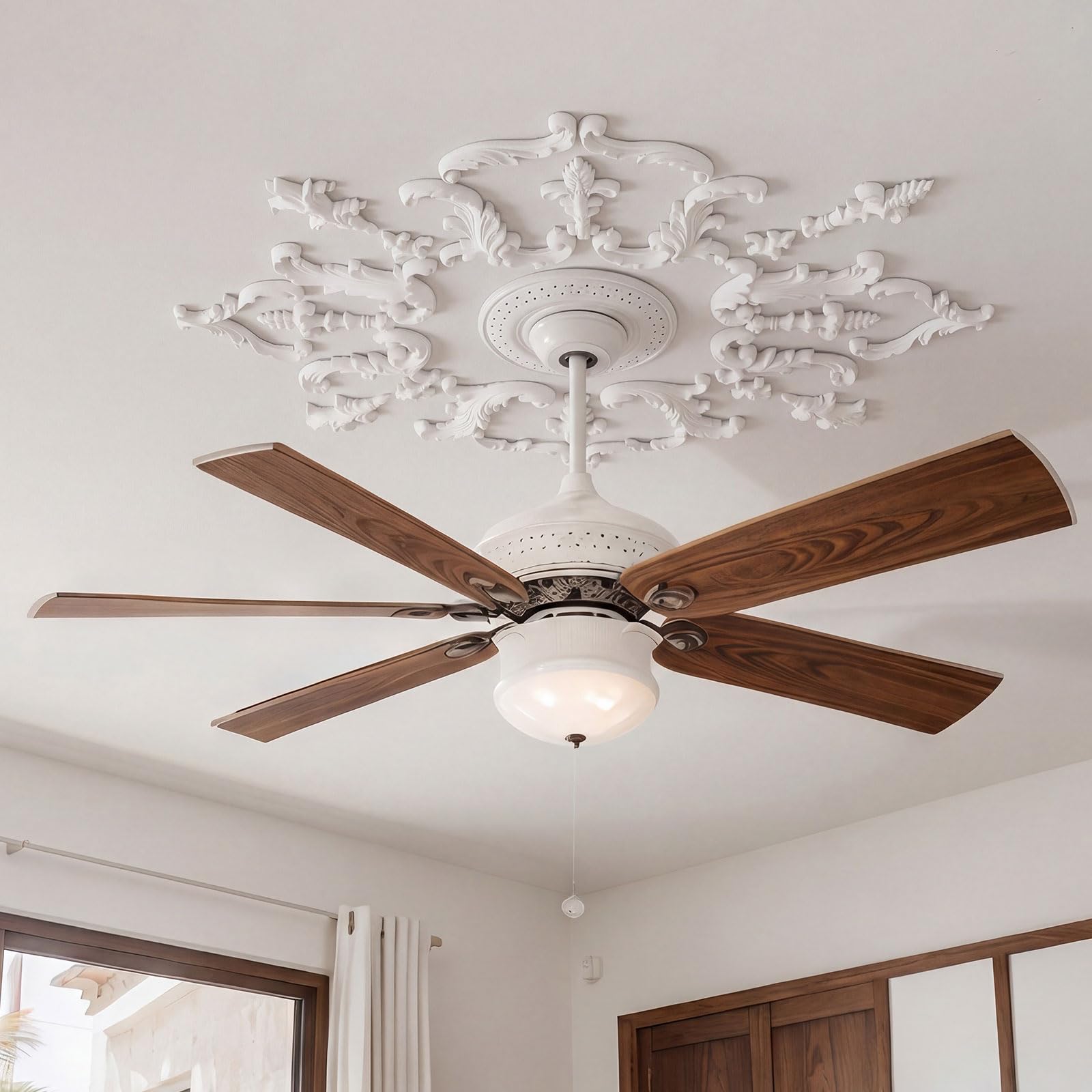 Sintuff 30.71 Inch Large Ceiling Medallion for Light Fixtures, Thermoformed Classic PU Design Primed Ready to Paint for Chandeli