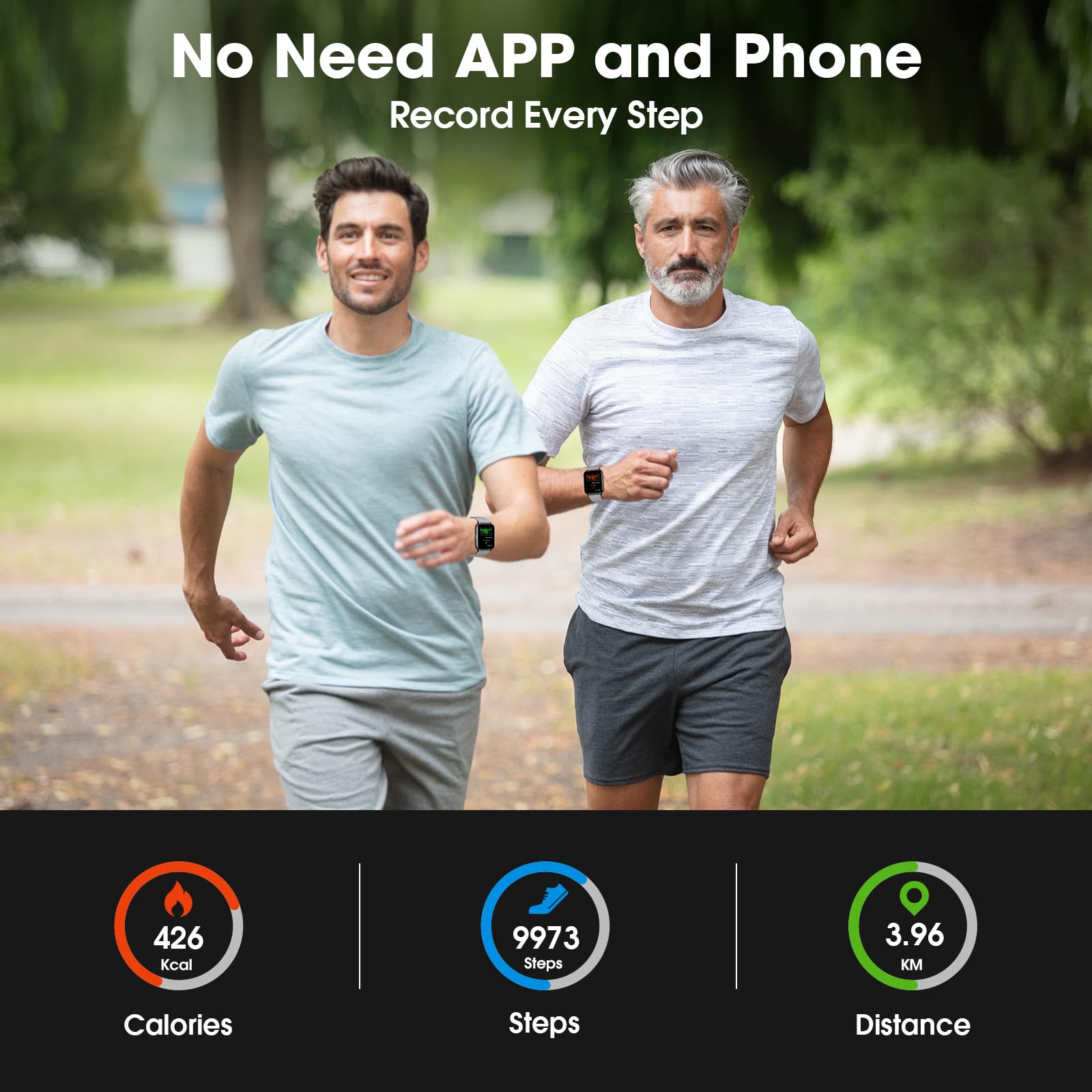 Kummel Smart Watch For Men Women, No App/Phone Required, Fitness Tracker With Pedometer, Bluetooth Call (Answer/Make Call), Hear