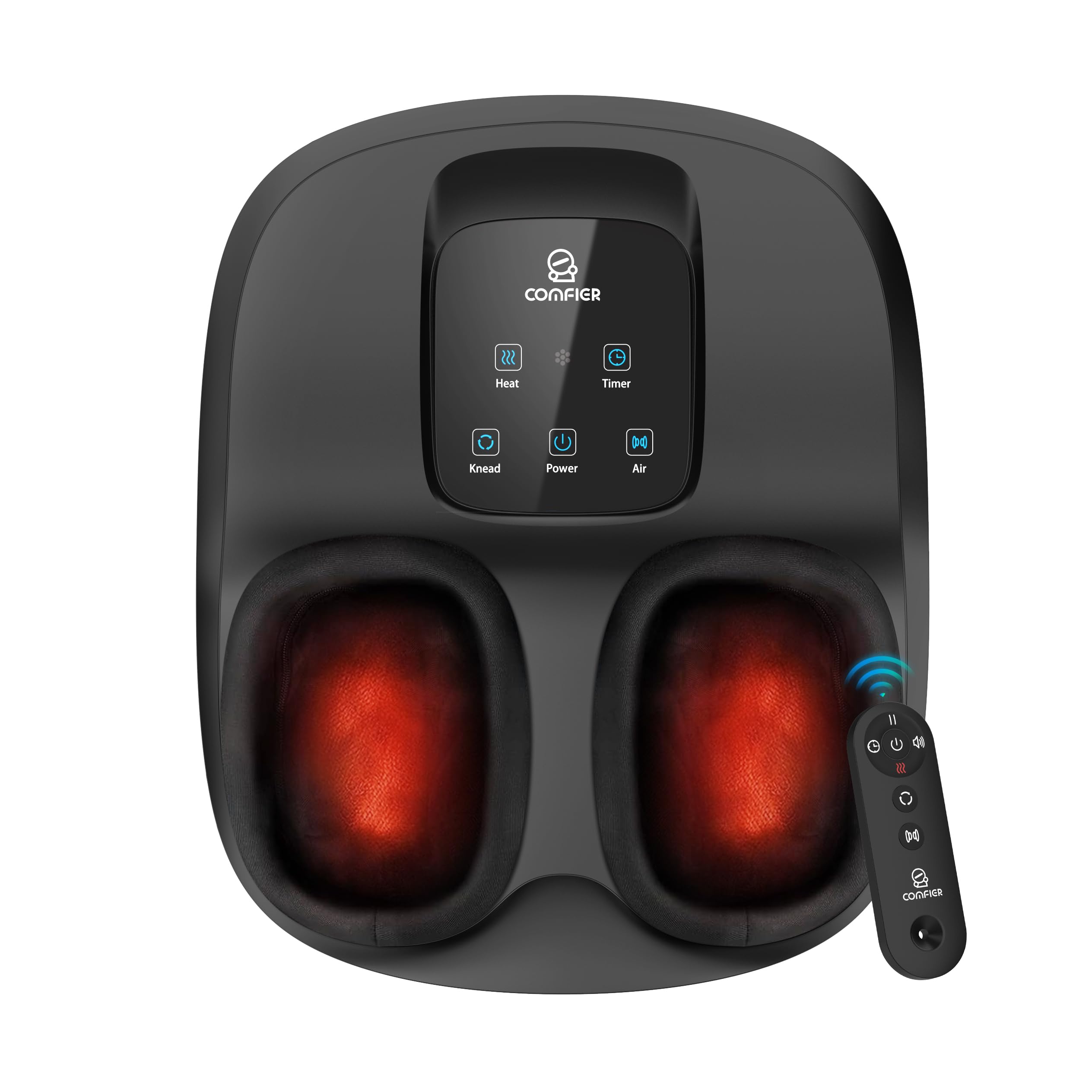 Comfier Foot Massager With Heat Compression Shiatsu Feet Massage Machine, Heated Foot Warmer, Remote Control, 3 Timer, Gifts For