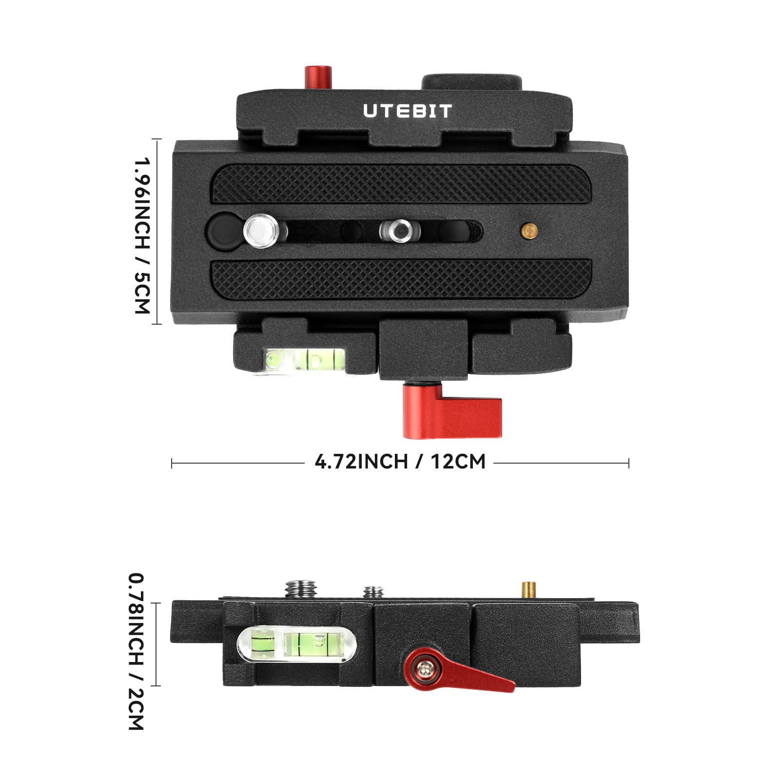 Utebit P200 Quick Release Plate   Aluminum Alloy Camera Tripod Base Plate With 1/4' And 3/8' Screw Hole Compatible With Sony A6400 Manfrotto Only