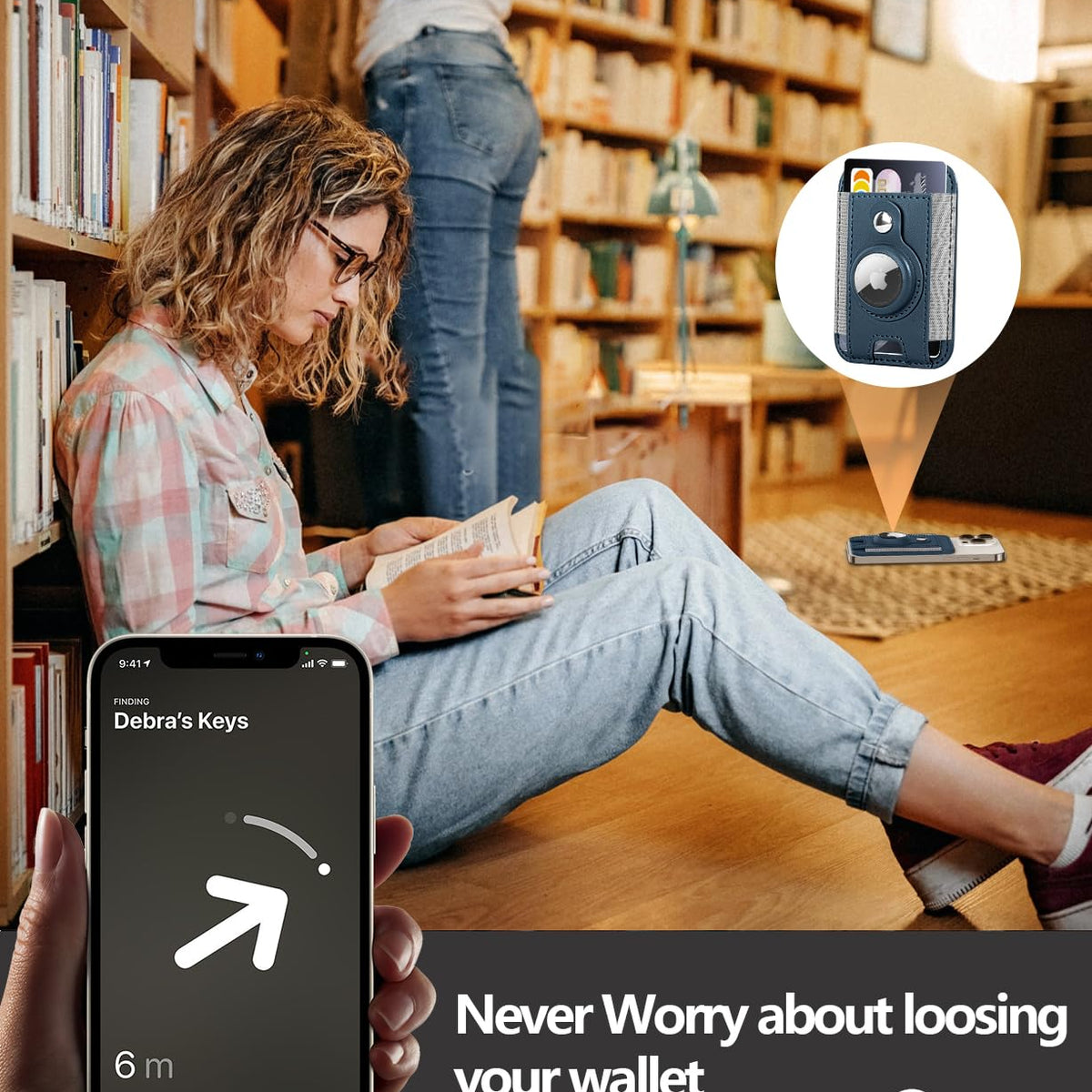 Magnetic Phone Wallet With Airtag Holder, Apple Phone Wallet Card Hold ...