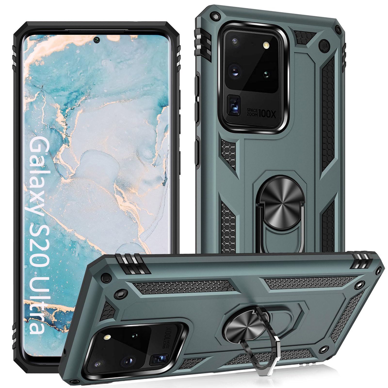 Addit S20 Ultra Case,S20 Ultra 5G Case, [Military Grade ] Shock Absorption Bumper Cover Anti Scratch Case With Ring Car Mount Ki