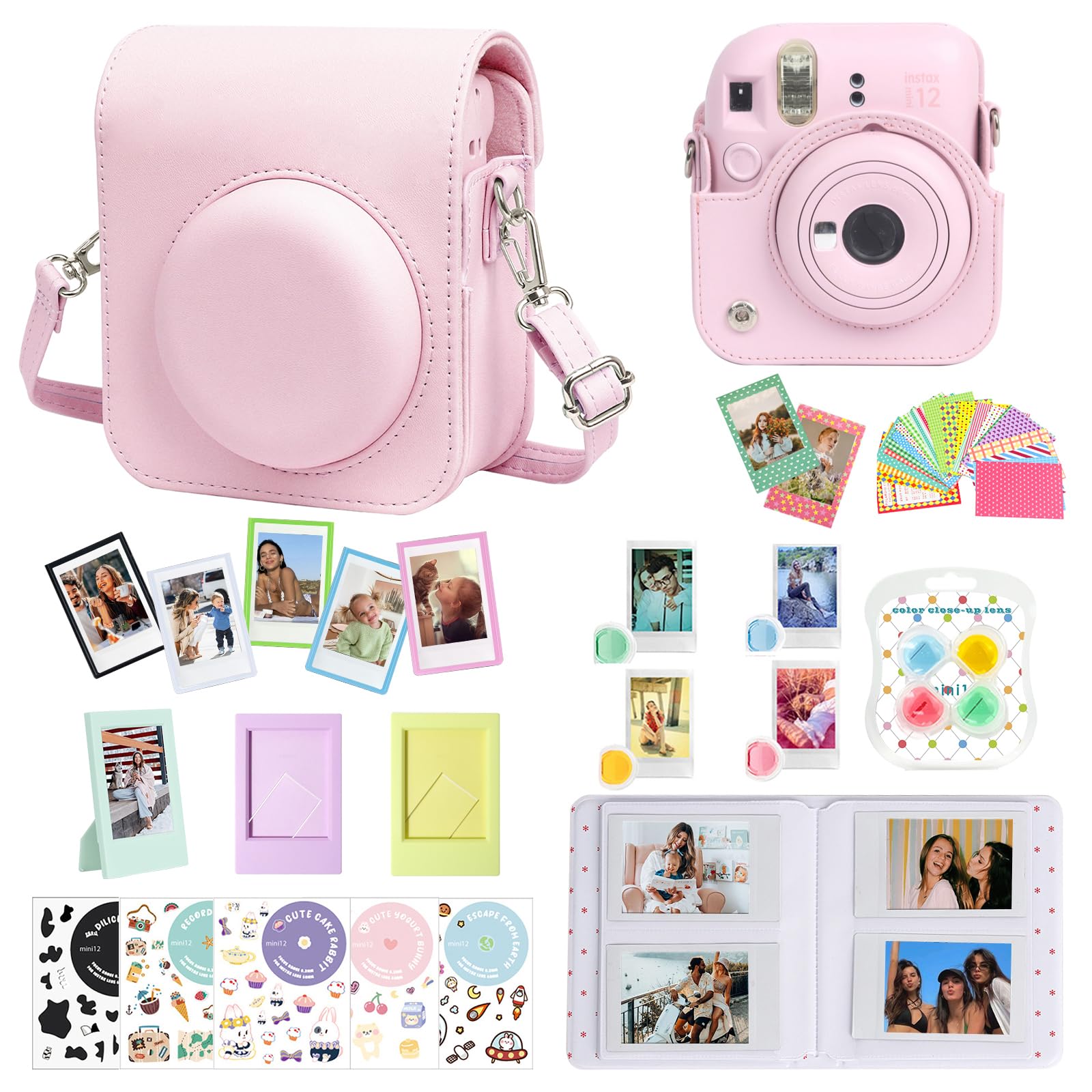 Caiyoule Accessories For Fujifilm Instax Mini 12 Instant Camera, Accessory Bundle Include Pu Leather 12 Case, Mini Picture Album