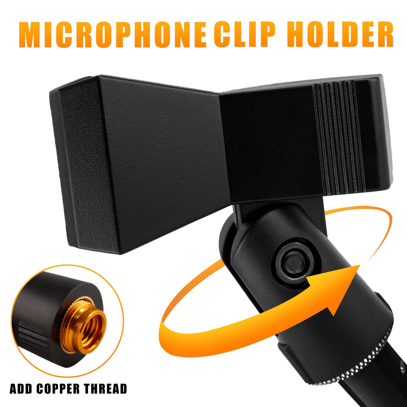 Coufce Universal Microphone Clip Holder, Adjustable Mic Butterfly Clip With Adapter For Mic Stand 5/8 Inch Male To 3/8 Inch Fema