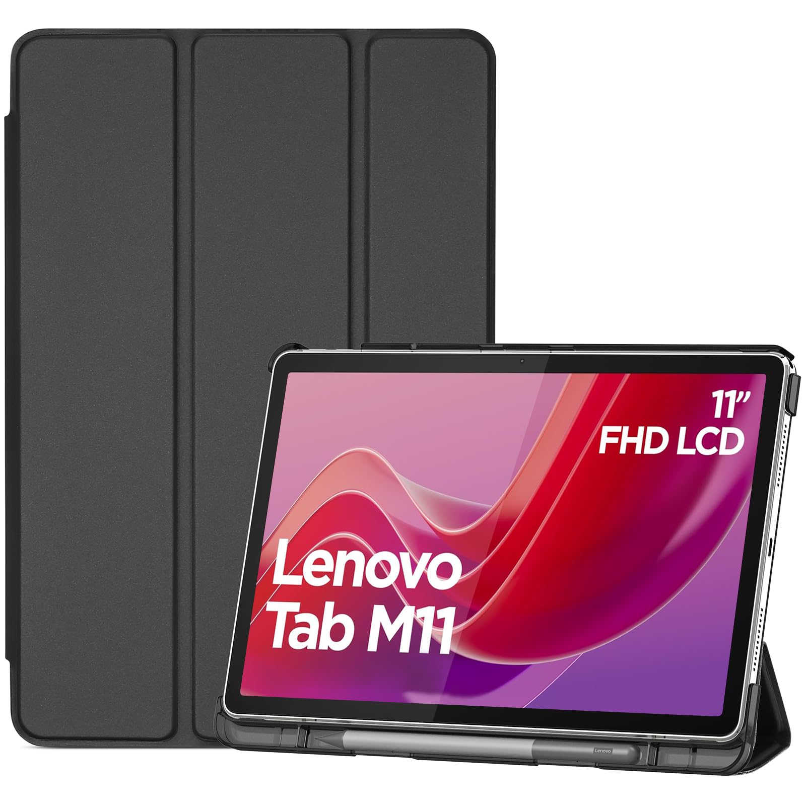 ProCase Smart Case for Lenovo Tab M11/Tab K11 LTE 11 2024 TB330FU with Pen Holder, Slim Stand TriFold Hard Shell Protective Ta
