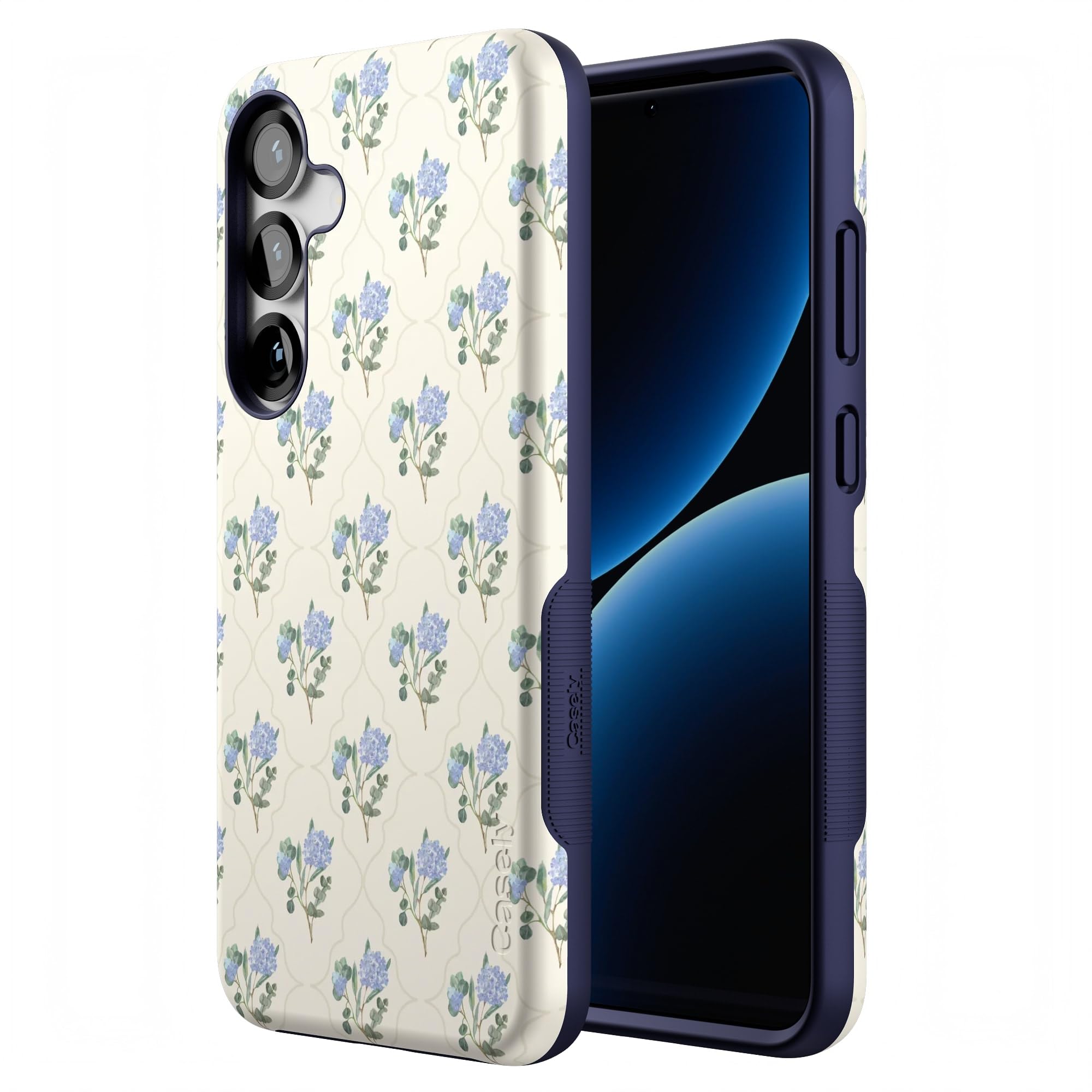 Casely Galaxy S25 Plus Case | Vintage Garden | Blue Hydrangea | Bold Protective Design | Compatible With Magsafe