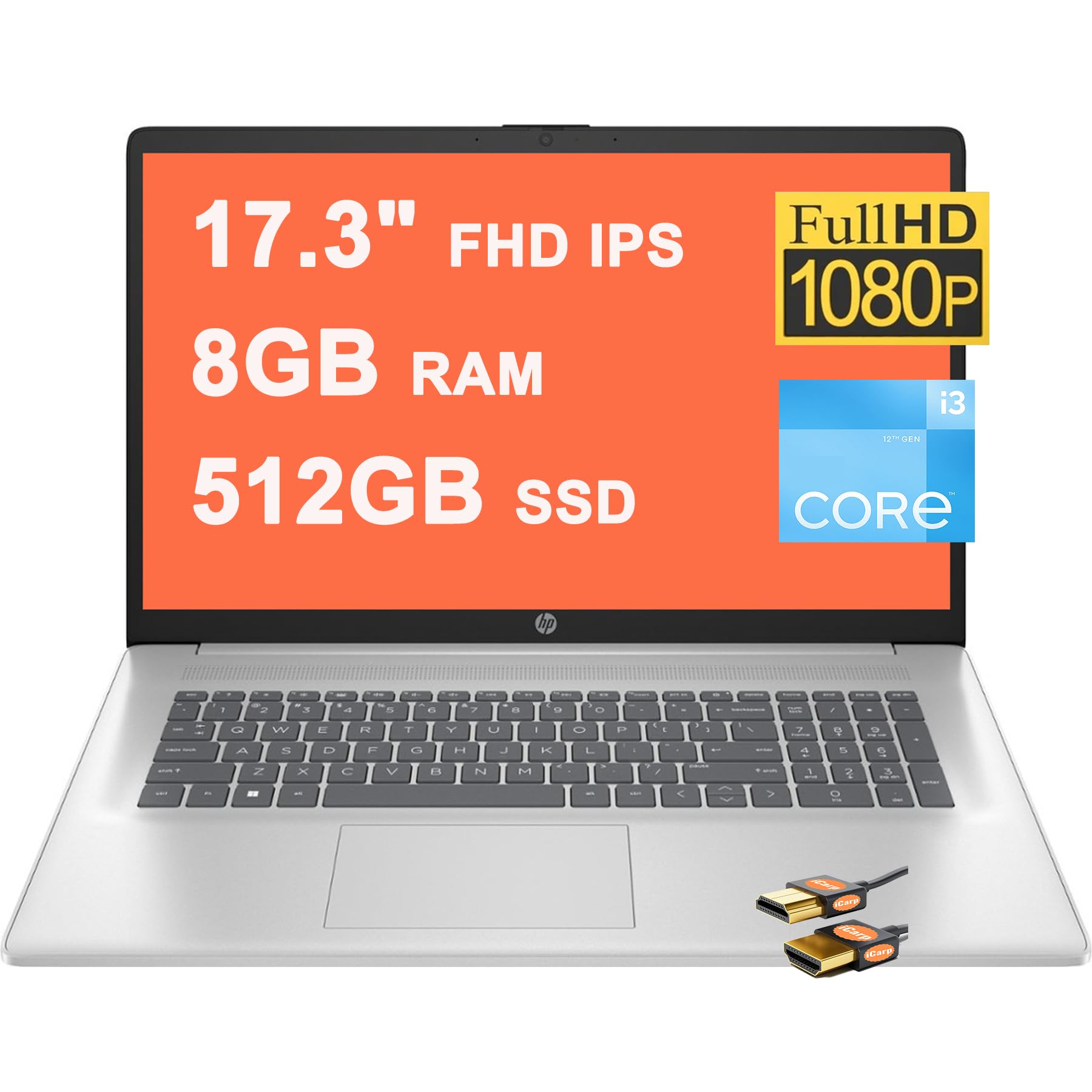 Hp 17 Business Laptop 17.3'' Fhd Ips Anti-Glare Intel 6-Core I3-1215U Processor 8Gb Ram 512Gb Ssd Usb-C Long-Lasting Battery Fas