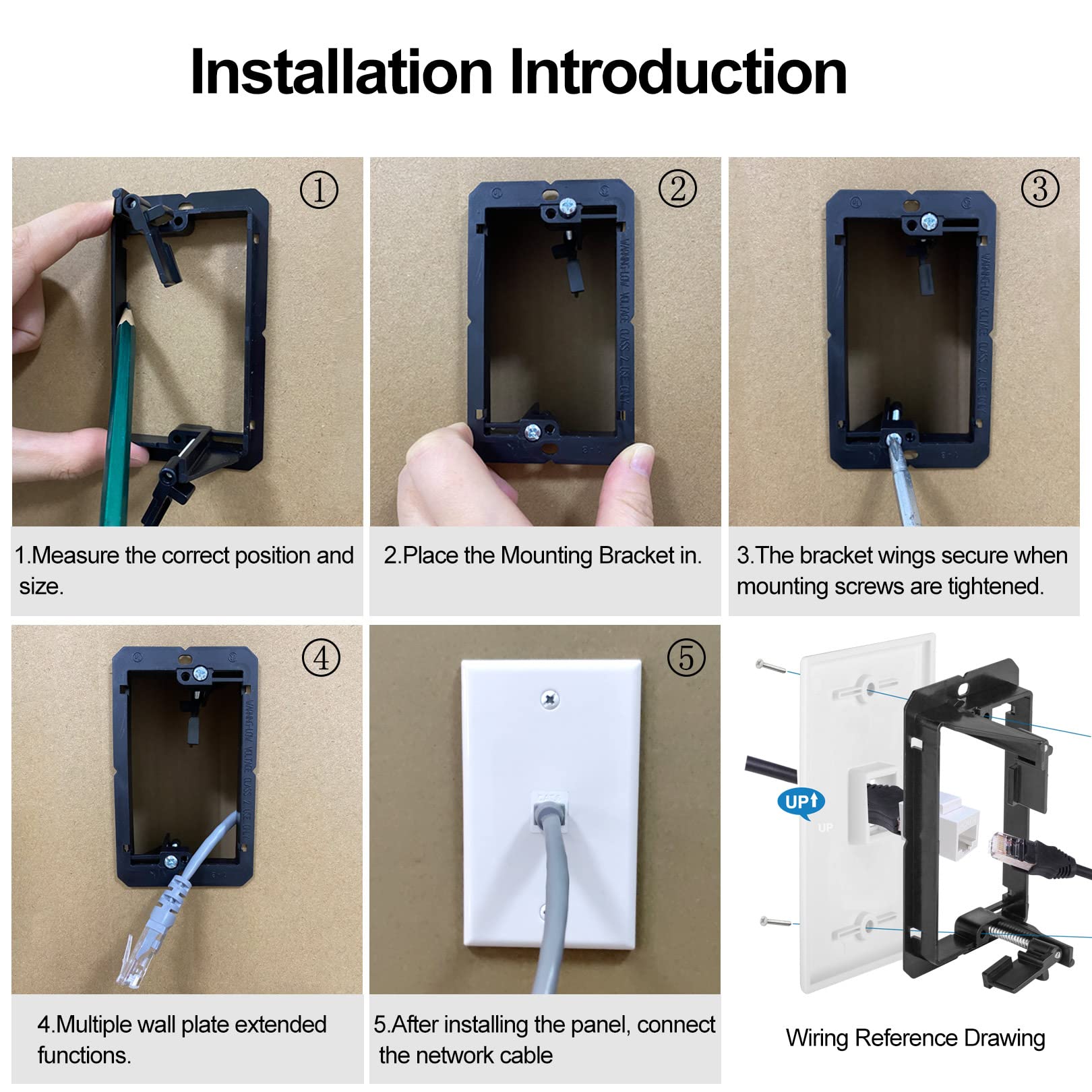 5 Pack Ethernet Wall Plate Rj45 Cat6 Keystone Jack Network Outlet White 1 Port 2 Inline Coupler Connector Box Cover With Low Vol