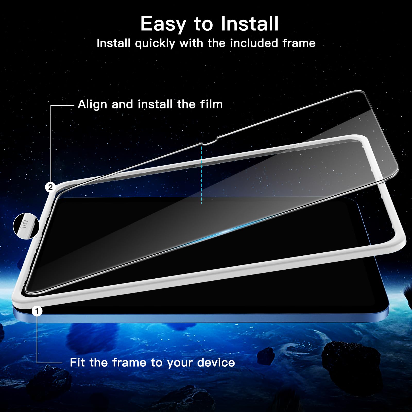 Jetech Screen Protector For Ipad 10 (10.9 Inch, 2022 Model, 10Th Generation) With Easy Installation Frame, Tempered Glass Film,