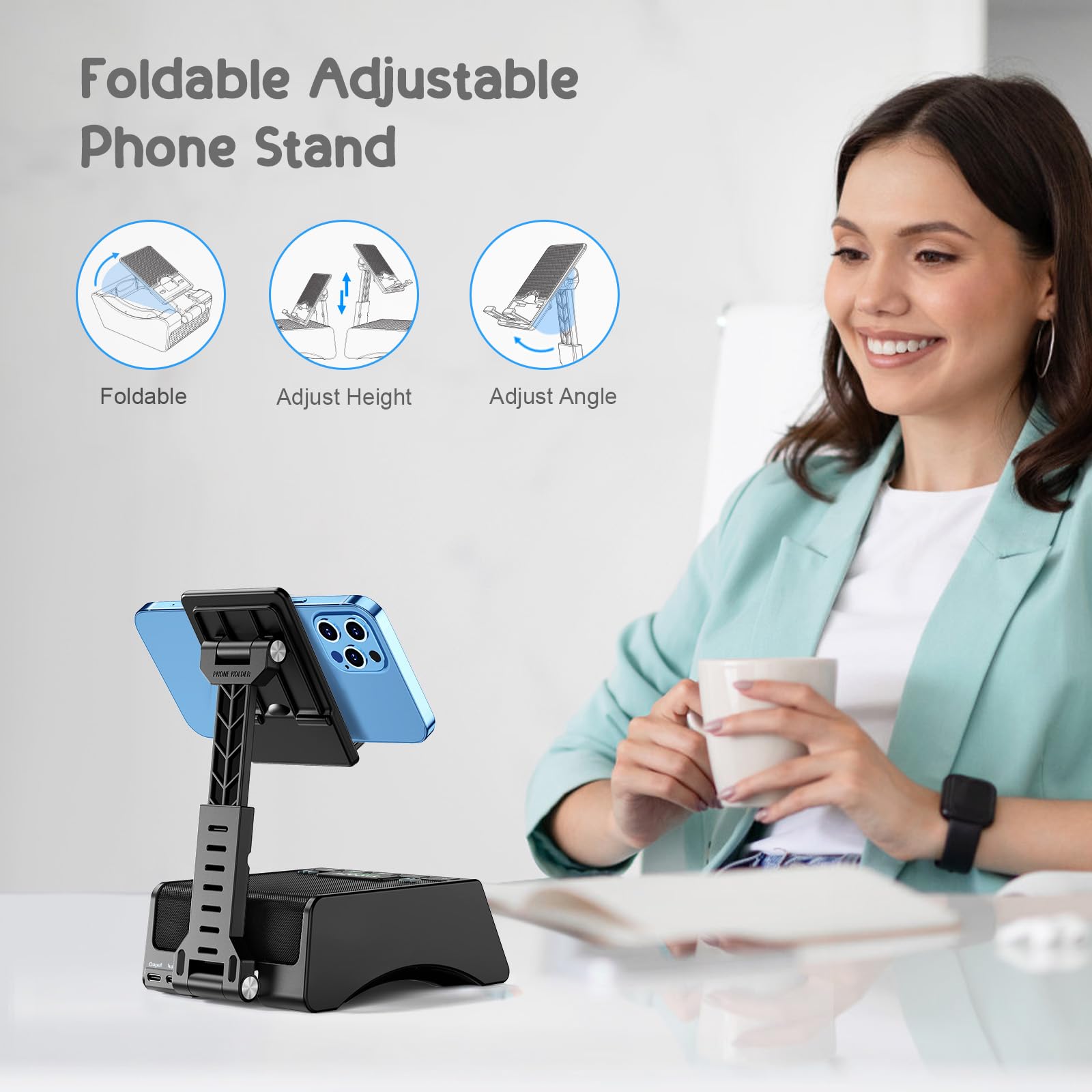 Gifts For Men Women Techglow Foldable Cellphone Stand With Bluetooth Speaker Charging Station Birthday Gift Idea For Mom Dad Coo