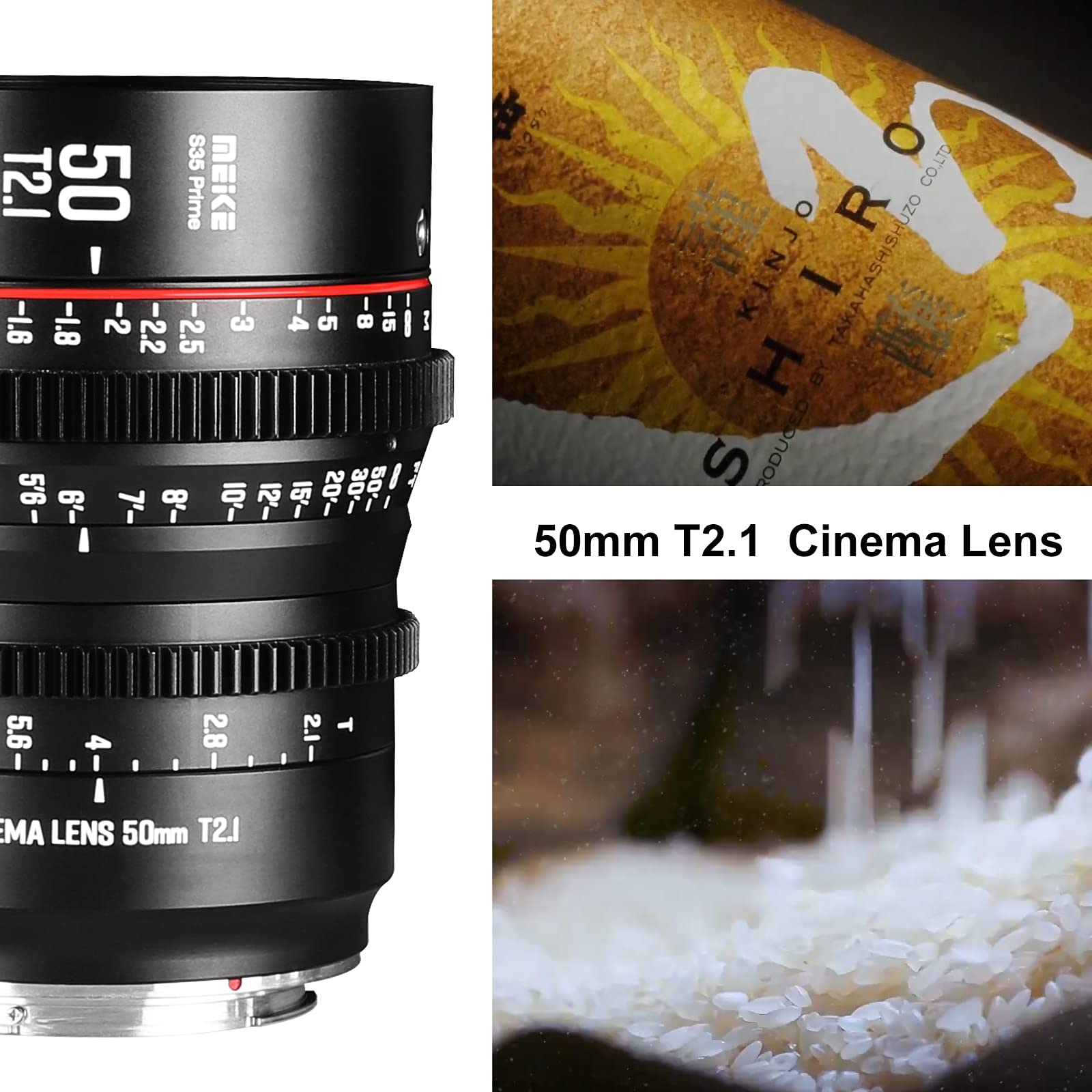 Meike 50Mm T2.1 S35 Manual Focus Wide Angle Prime Cinema Lens For Canon Ef Mount And Cine Camcorder Eos C100 Mark Ii, Eos C200,