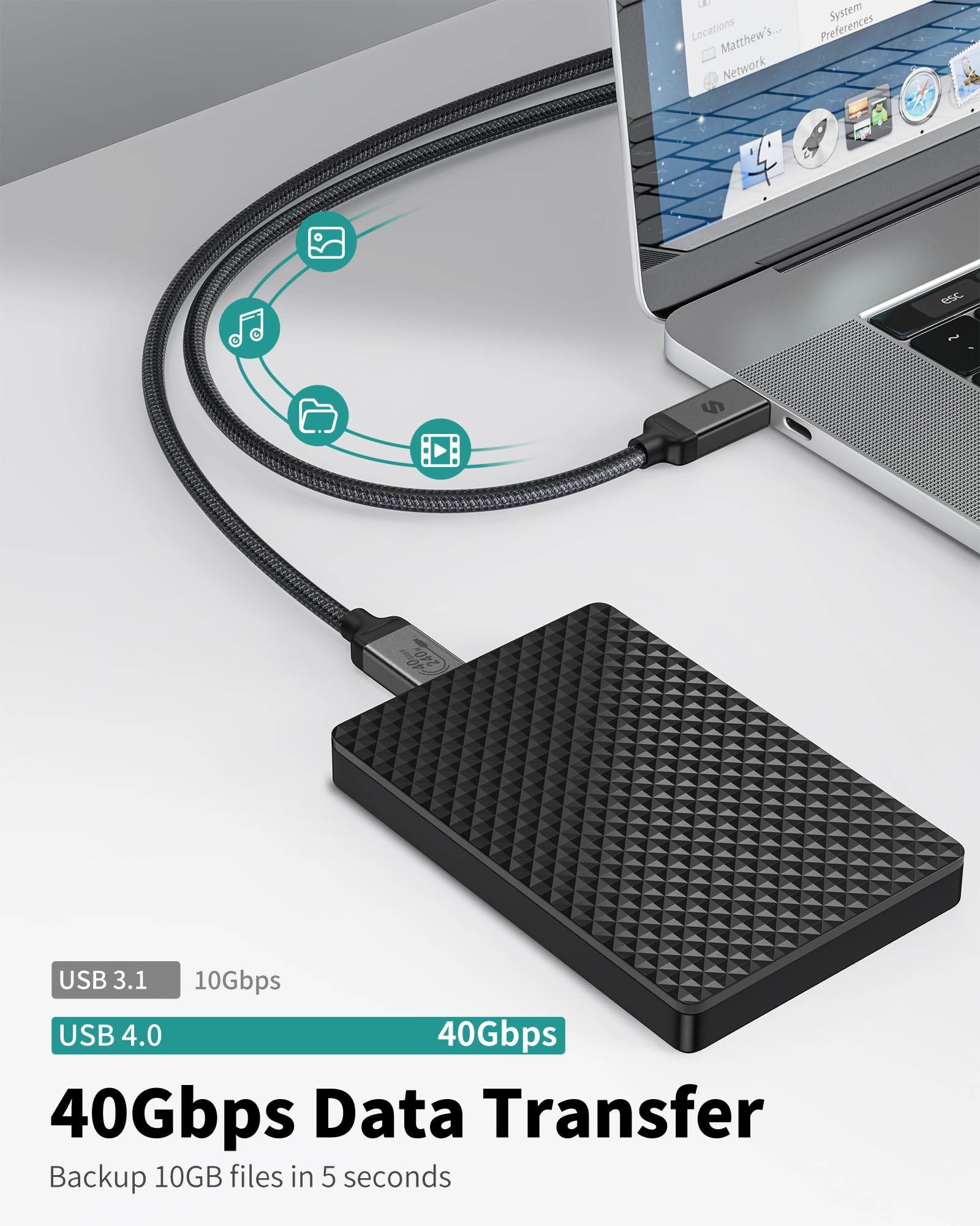 Silkland Usb4 Cable For Thunderbolt 4 Cable 40Gbps 1.6Ft, 240W, 8K@60Hz, Short Thunderbolt Cable 0.5M, Usb C Data Cable Compatible With Thunderbolt 4/3, Ssd, Hub, Dock, Iphone 16,Macbook,Egpu,Monitor