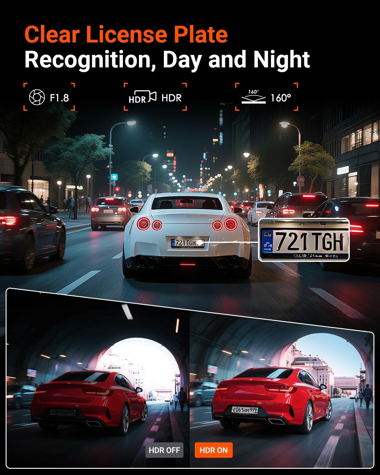 Vantrue E1 Lite 1080P Wifi Mini Dash Cam With Gps And Speed, Free App, Voice Control Detachable Dash Camera, 24 Hours Parking Mo