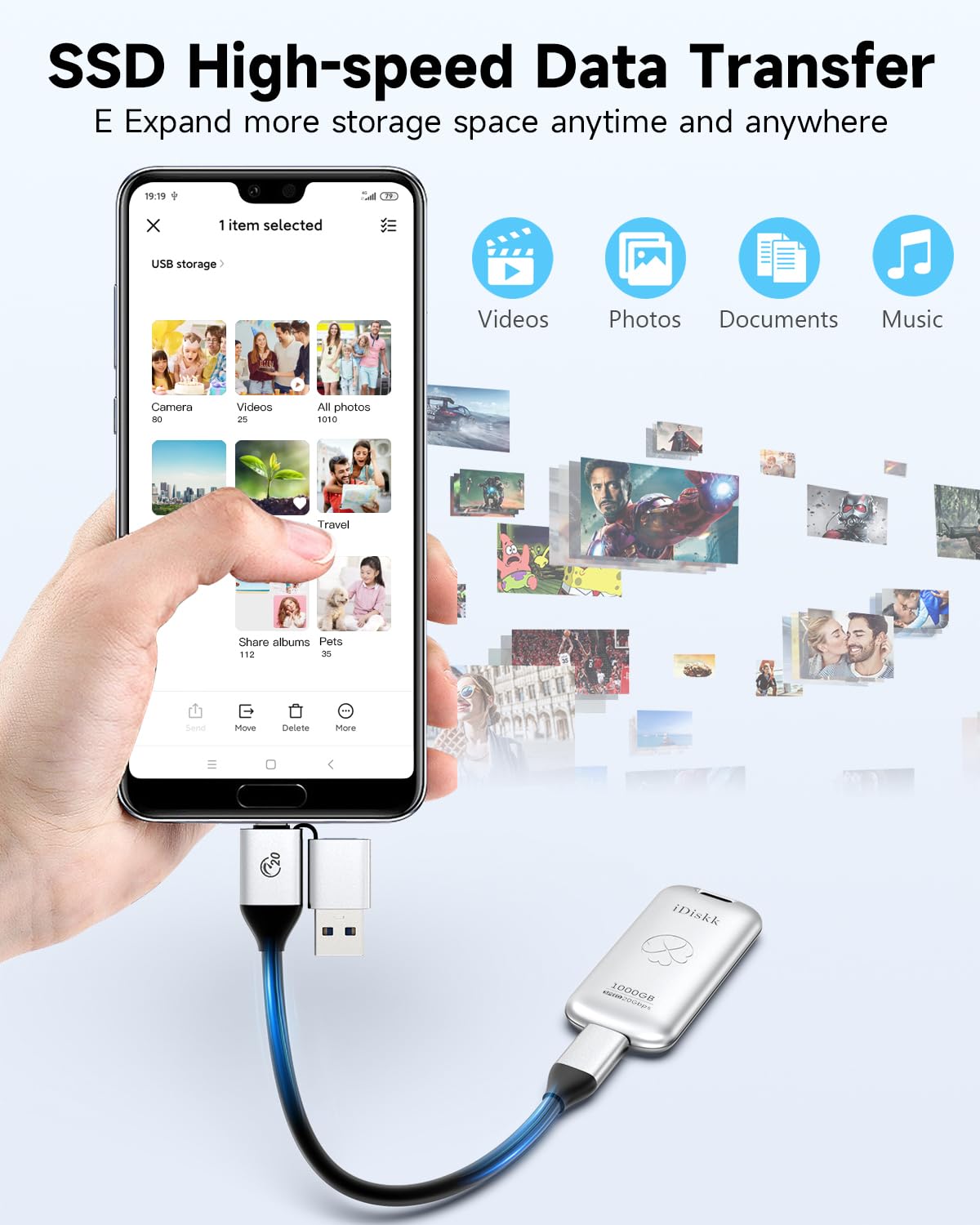 Idiskk ?Plug Play 1Tb High Speed 2000Mb/S External Ssd |Pocket Sized | Usb 3.2 Gen 2X2 | External Solid State Drive | Photo Stick Compatible With Xbox,Ps4,Ipad,Pc&Mac,Pc,Android Phones,Cameras