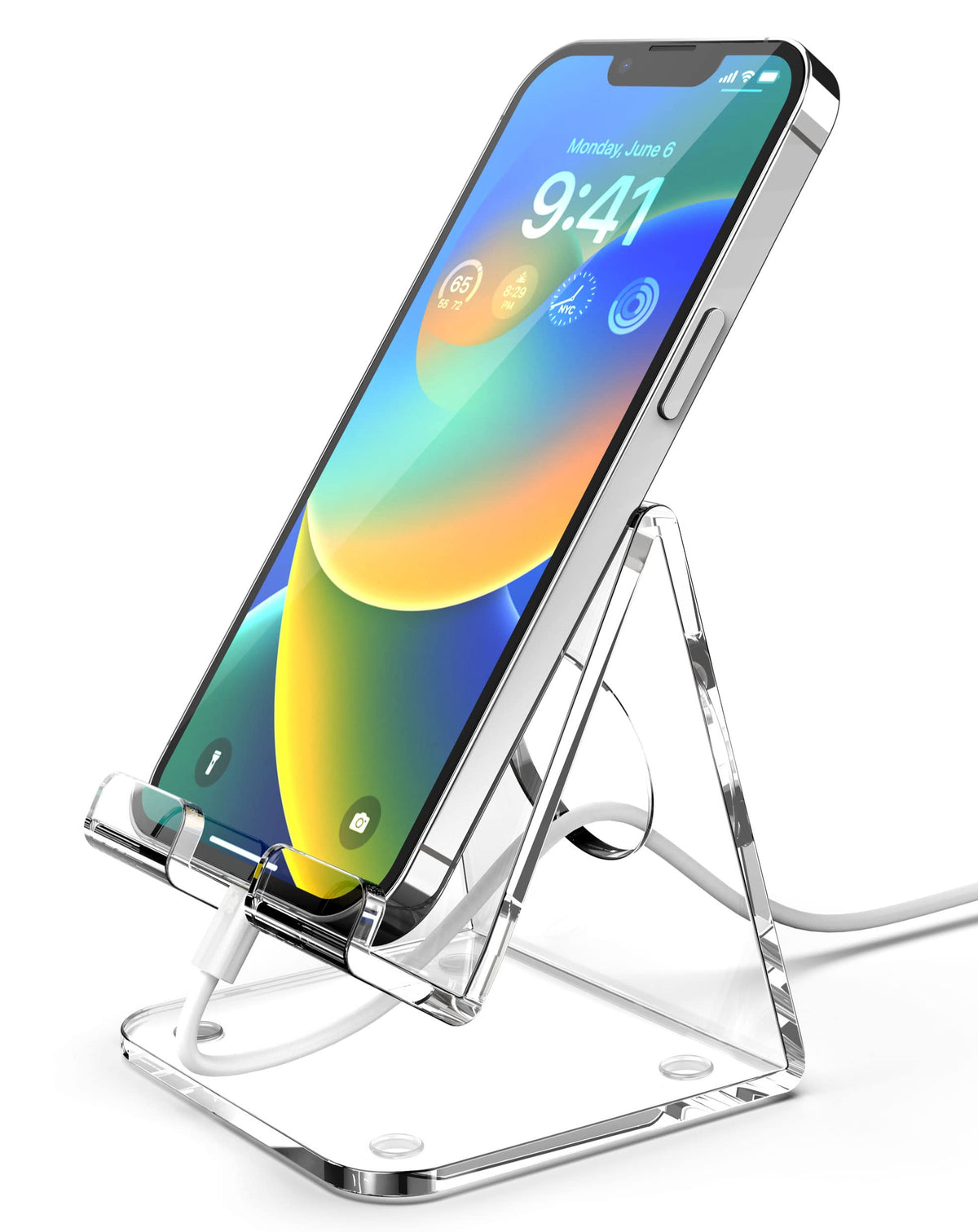 Topgo Acrylic Cell Phone Stand, Clear Phone Holder For Desk, Office Desktop, Bedside Table, Compatible With Iphone 14/Smartphone
