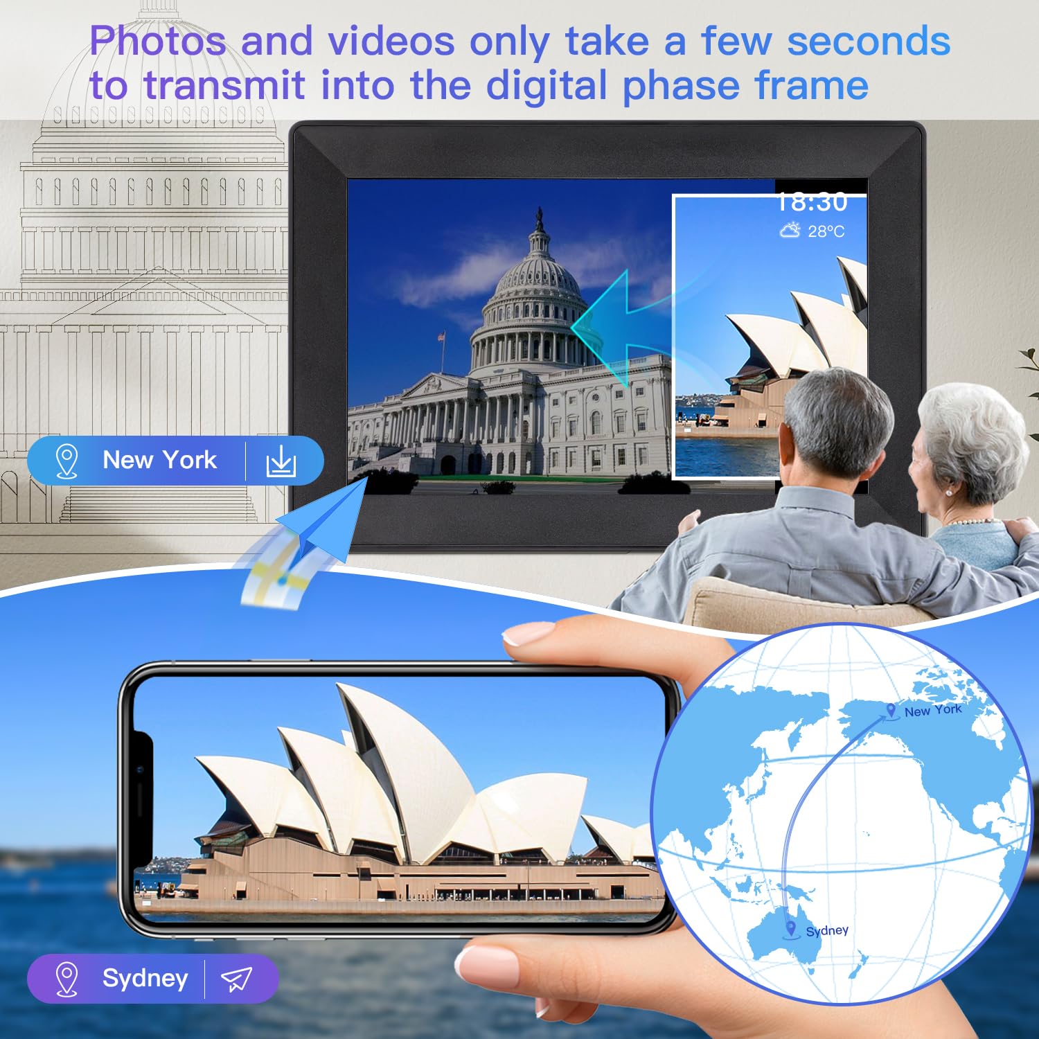 Uhale 10.1Inch Digital Photo Frame Wifi Smart Digital Picture Frame,16Gb Storage, Wall Mounted, 1280 * 800 Hd Resolution Digital