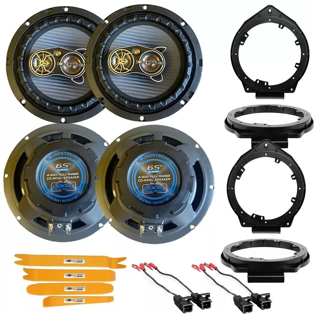 Bundle Comes with 4 PS Series 300W 4-Way 6.5 Front & Rear Car Speakers and Installation Accessories for 2007-2013 Silverado 1500