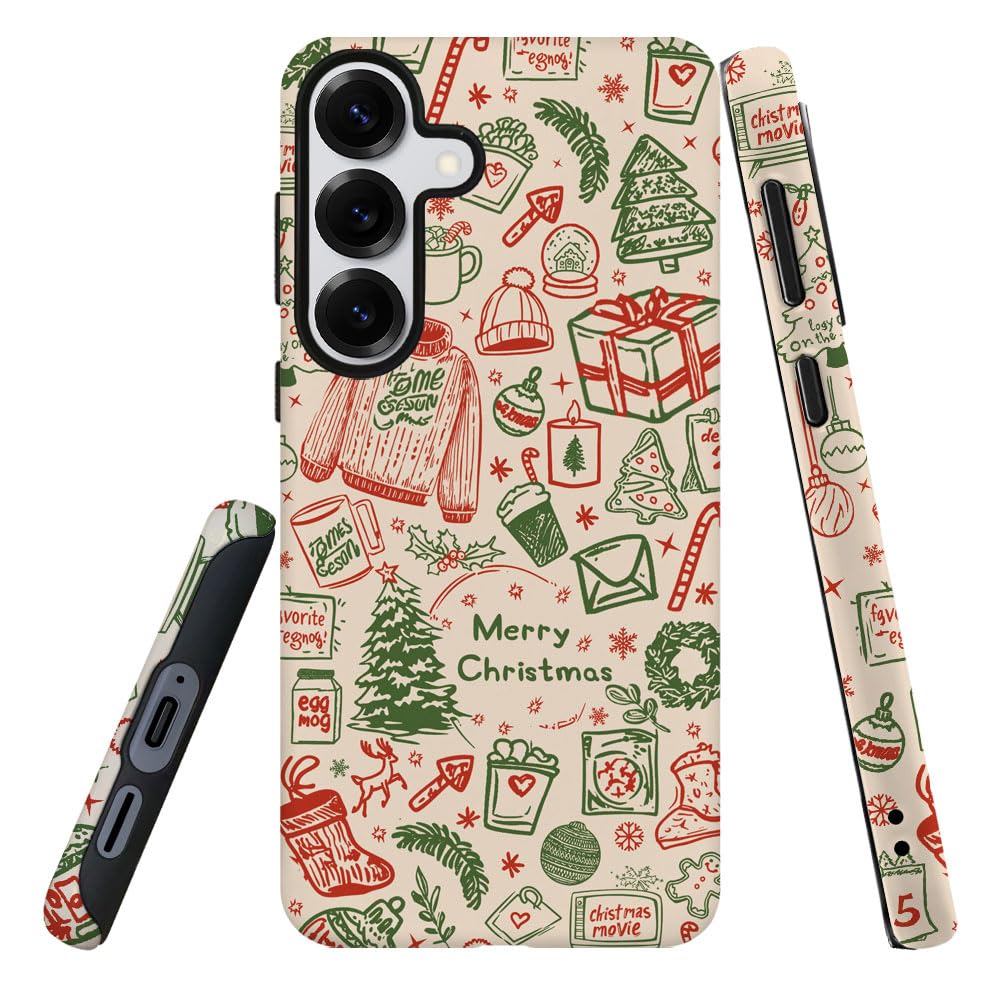 DJSOK Compatible with Samsung Galaxy S25 Plus,Frosted PC Anti-Scratch Shockproof Case - Christmas Colorful Hat Tree