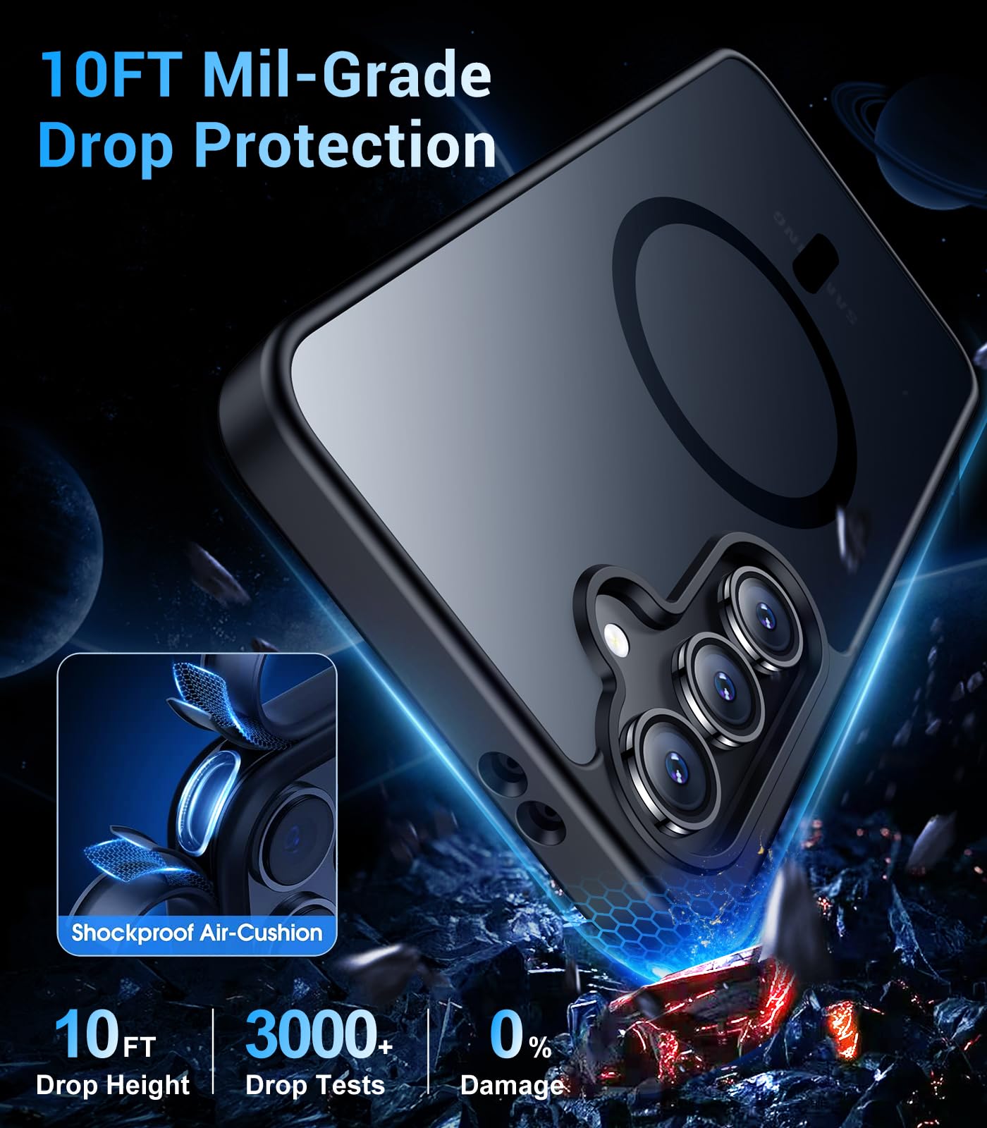 Temdan Magnetic For Samsung Galaxy S24 Fe Case, With [Tempered Glass Screen Protector][Compatible With Magsafe][Military Grade S