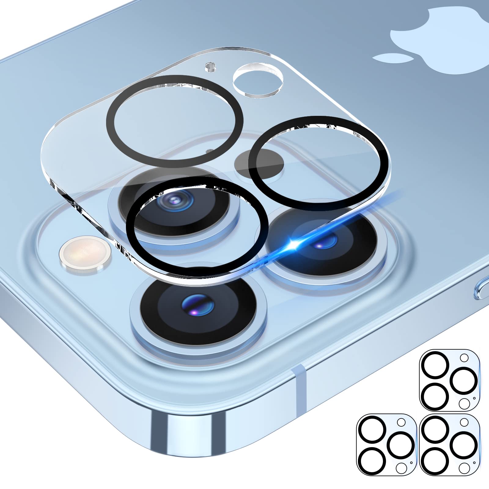 Tensea [3Pcs For Iphone 13 Pro / 13 Pro Max Camera Screen Protector, Tempered Glass Film Camera Cover Lens Protector, Hd Clear, Full Edge To Edge, Case Friendly For Iphone 13Pro / 13 Promax 6.7'