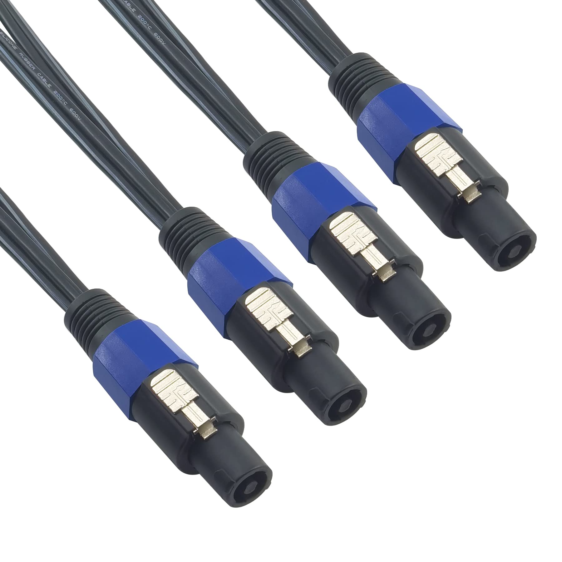 Wjstn 4 Pole Speakon To Speakon 4 Conductor Cables, 12 Awg Speaker Cable Wire With Twist Lock (2 Pack/3Ft)