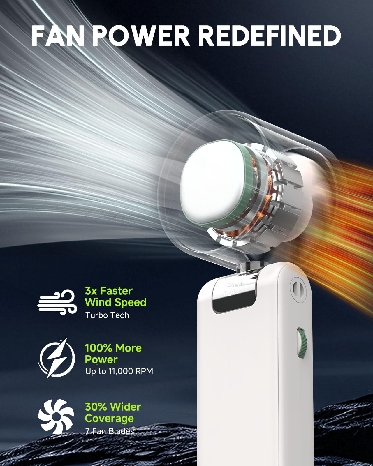 Mini Portable Fan,1-100 Speed Settings, [Up To 24H Cooling] 4000Mah Rechargeable Battery| Personal Handheld Fan For Travel, Beac