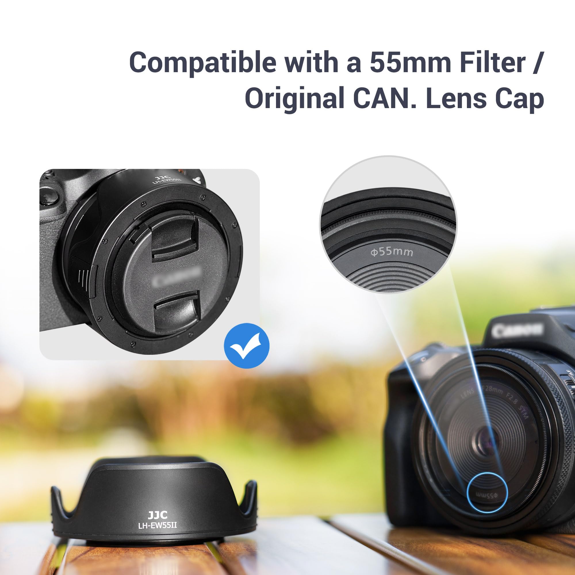 Tulip Lens Hood For Canon Rf 28Mm F/2.8 Stm Lens, Reversible Lens Shade Protector Replaces Canon Ew 55, Compatible With 55Mm Fil