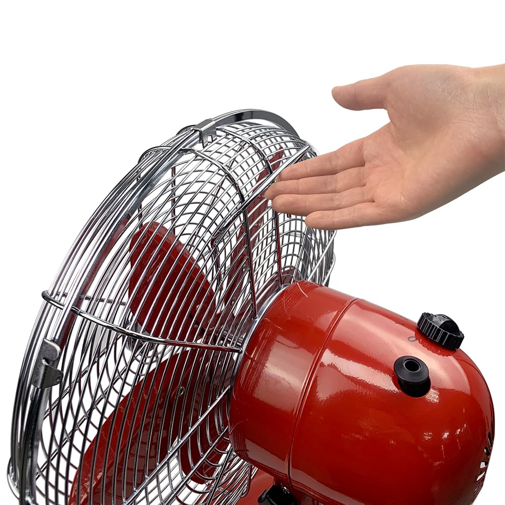 Good Housekeeping All Metal (92611) Oscillating 12'' Retro Desk Office Table Fan (Crimson Red)