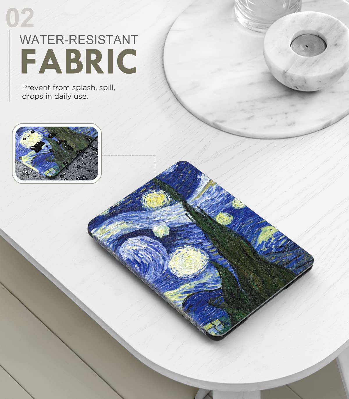 MoKo Case for 6.8' Kindle Paperwhite (11th Generation 2021) and Kindle Paperwhite Signature Edition, Light Shell Cover with Auto Wake/Sleep for Kindle Paperwhite 2021 E Reader, Starry Night Blue