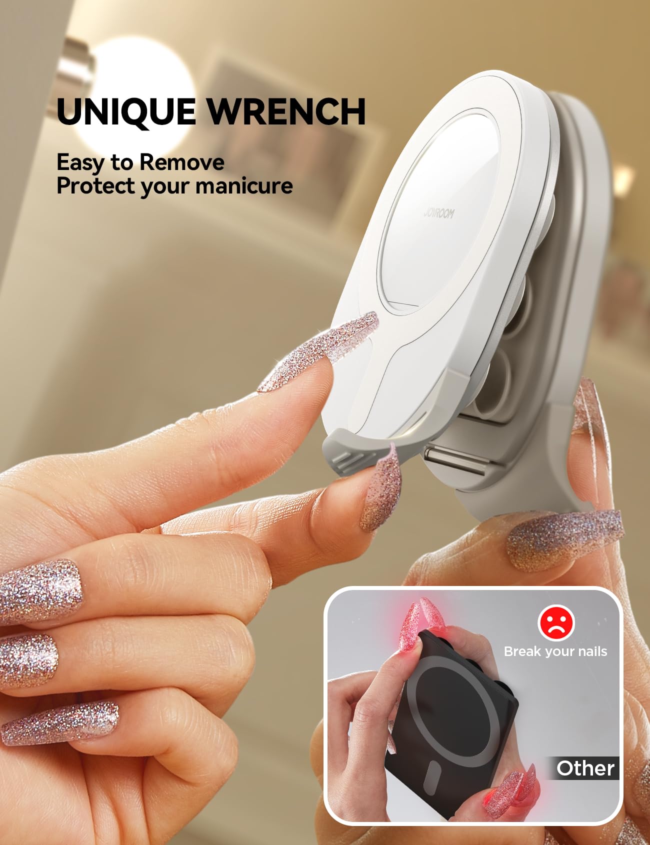 Joyroom Suction Cup Phone Mount, Magsafe Phone Grip With Pull Ring, Phone Suction Grip For Iphone Samsung Android, Cell Phone Gr