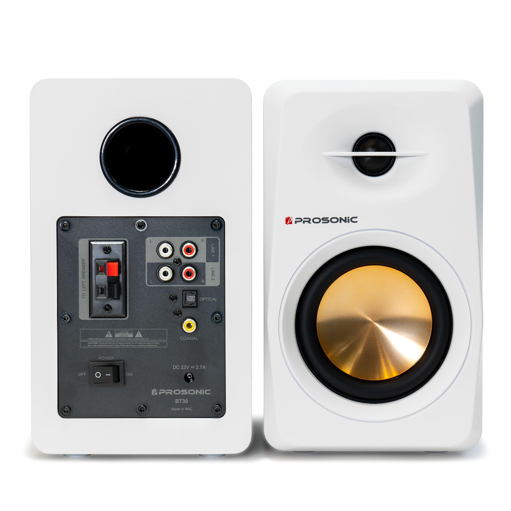 Prosonic Bt30 Active Powered Bluetooth Bookshelf Speakers, Studio Monitor, Home Theater, Turntable, With Optical Input, Coaxial