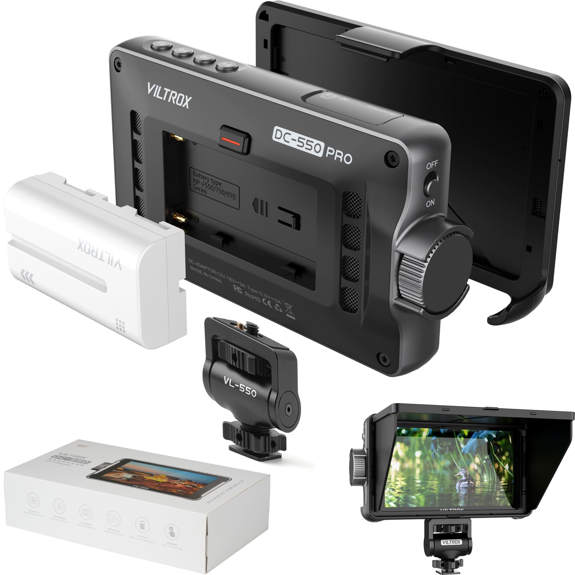 Viltrox Camera Field Monitor Dc 550Pro 5.5'' Kit Touch Screen 4K Hdmi Dslr Cameras Video Monitors With Sunshade Hood/Np F550 Bat