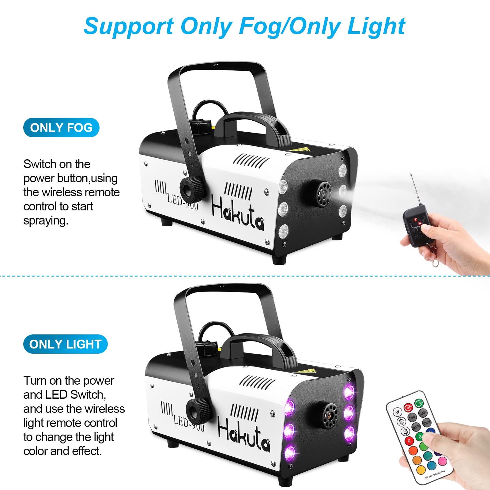 Hakuta Fog Machine, Automatic Spray Smoke Machine With 6 Led Lights And 7 Color Variation, 2000Cfm Output With Wireless Remote C