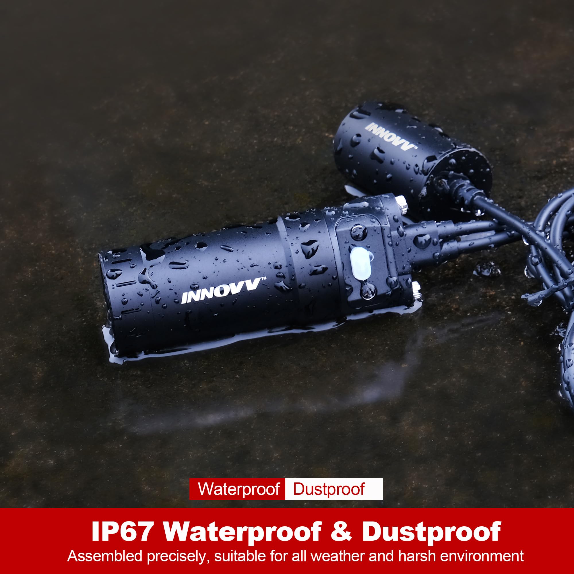 Innovv K6 Motorcycle Dash Cam Front And Rear 2K Qhd+1080P, Ip67 Waterproof Motorcycle Camera With Wi Fi, Collision G Sensor Dete